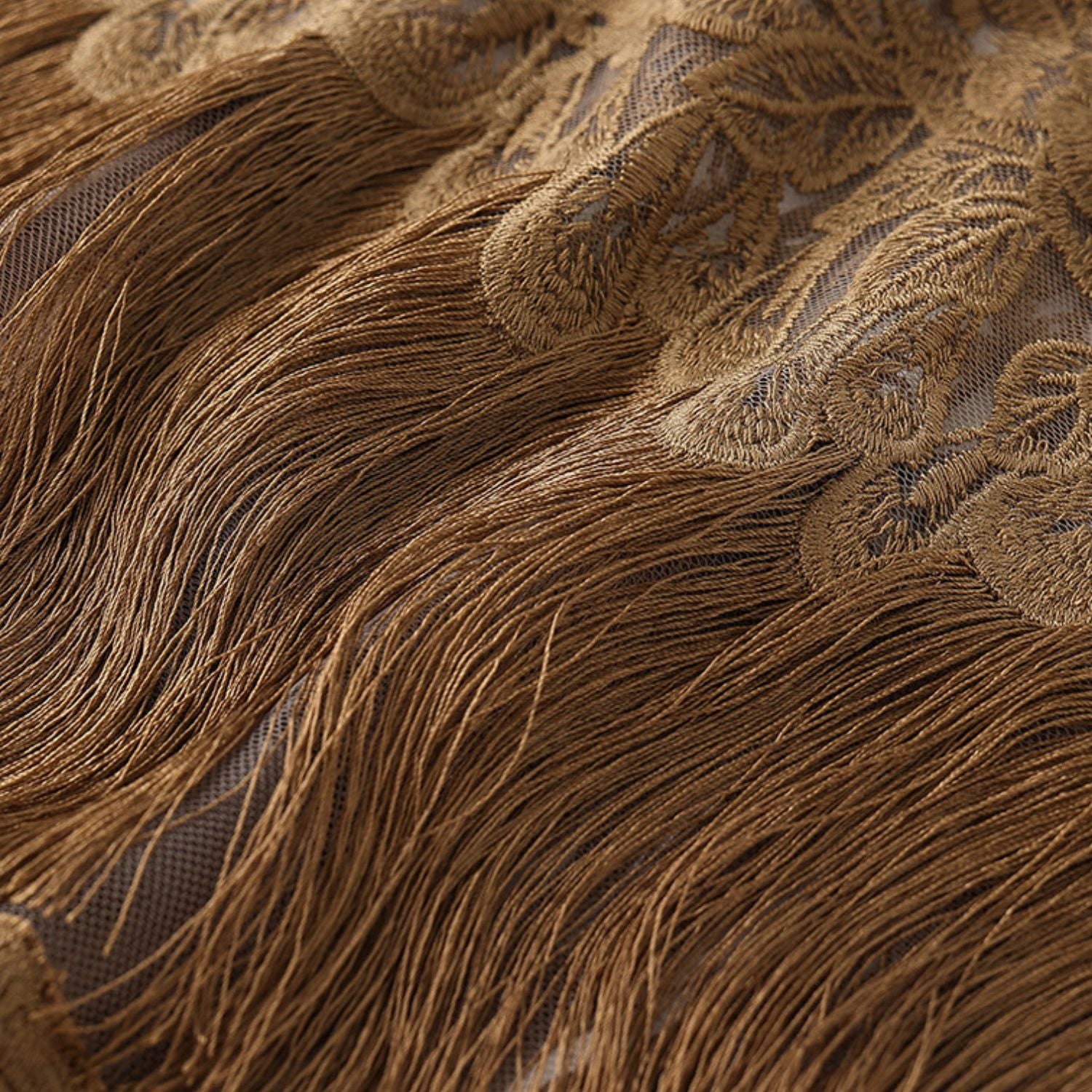 Poetic Embroidery Brown Tassel Outer Layer Floral Patchwork Short Skirt