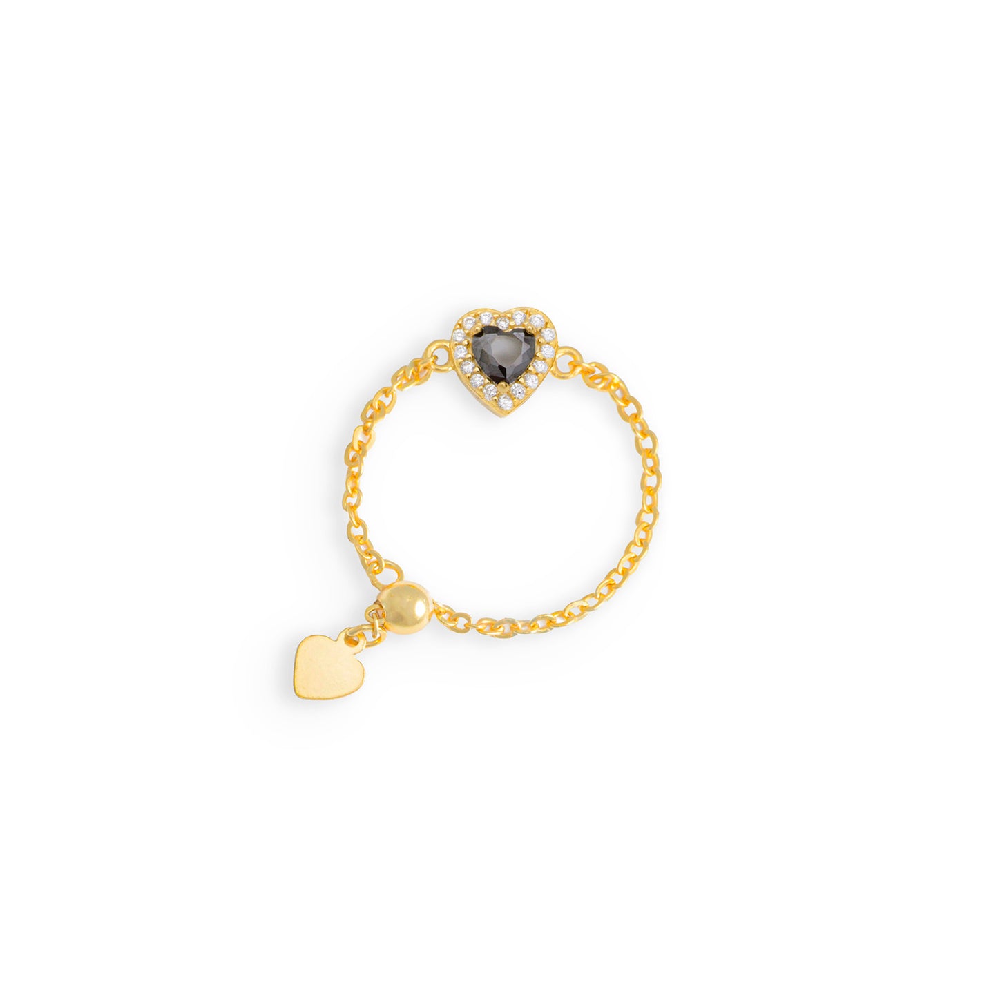 Pink Opal Birthstones Love Heart Zipper Gold Ring