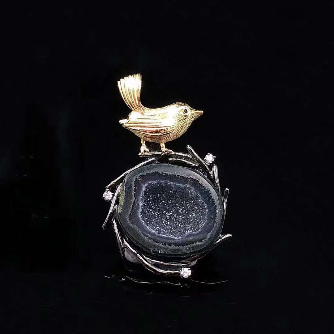Bird Enamel Crystal Necklace Pendant