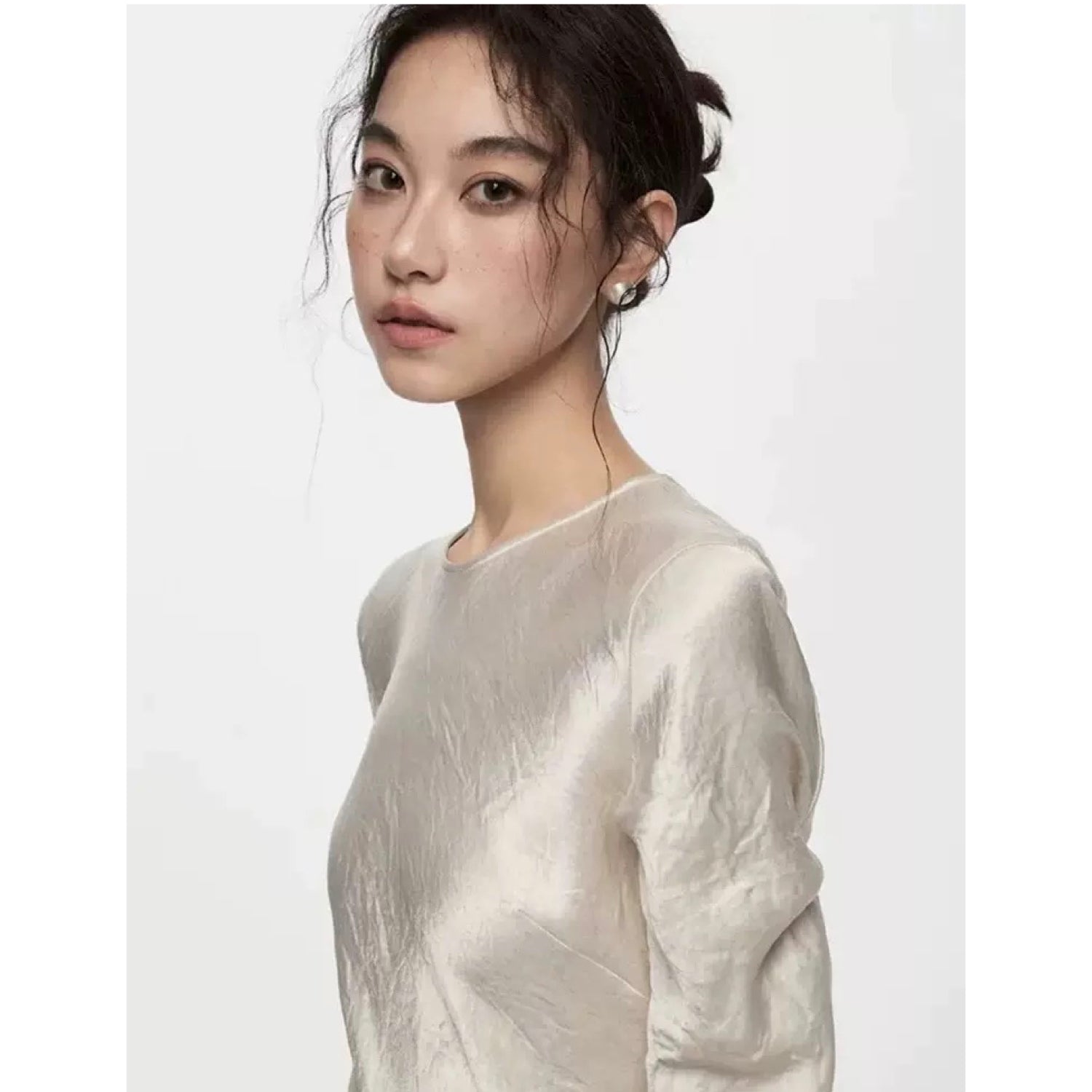 Timeless Chic Long Dress Long Sleeve Wrinkled Evening Dress Glamour White