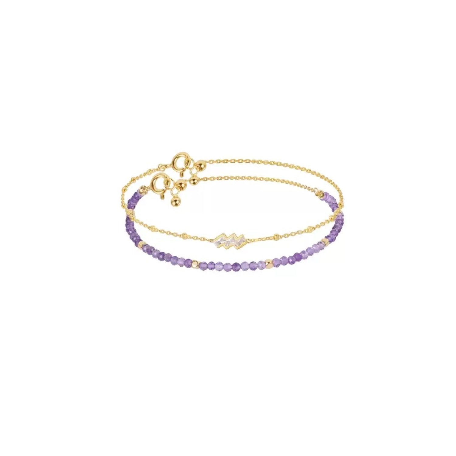 Constellation Aquarius Zodiac Gift – Natural Amethyst Crystal Adjustable | February Birthstone Jewelry