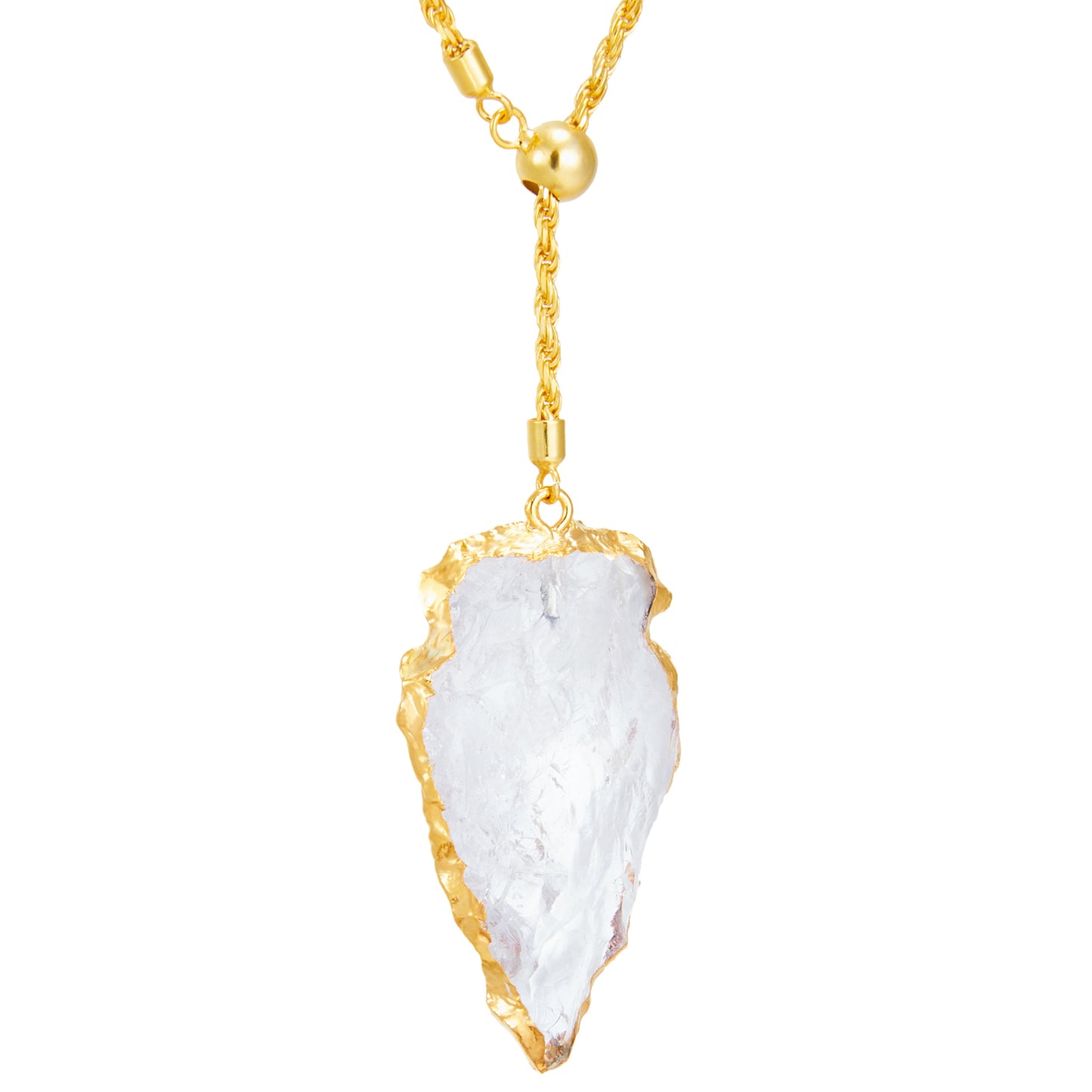 Natural White Crystal 18K Gold Plated Necklace (S)