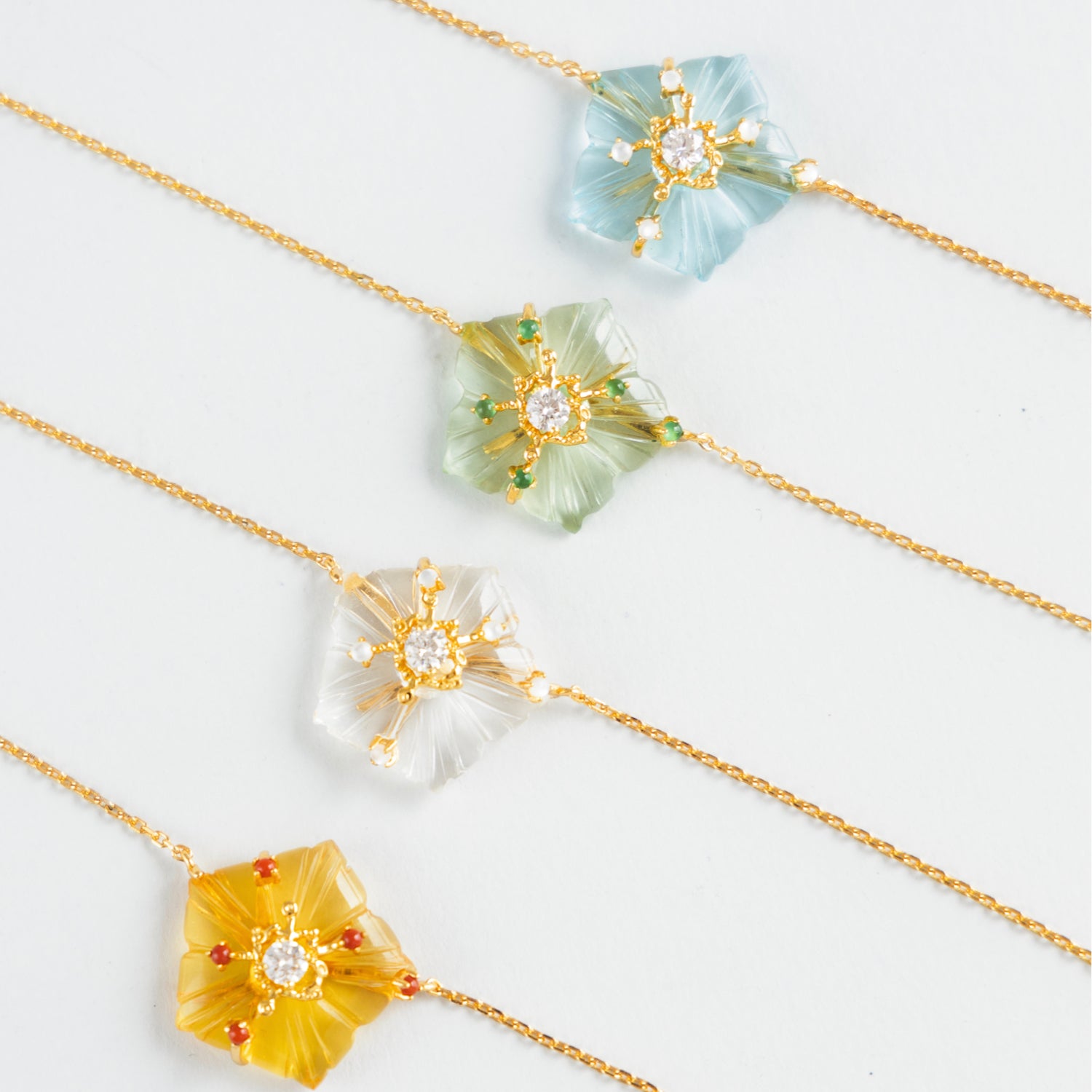 Dewdrop Bloom Floria Diamond Engraved Yellow Citrine Agate Adjustable Bracelet