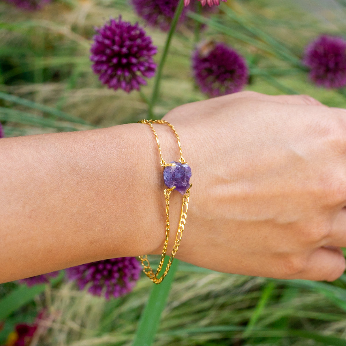 Elemental Birth Natural Amethyst Bracelet Adjustable