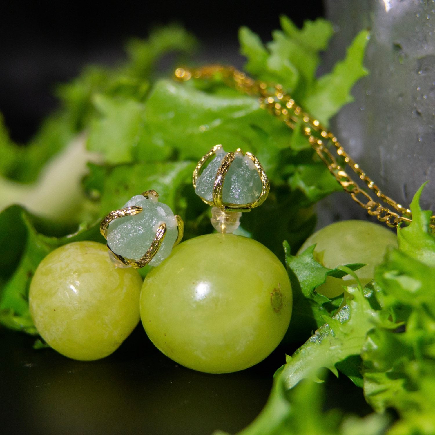 Elemental Birth Natural Jade Stud Earrings for Girlfriend Gift