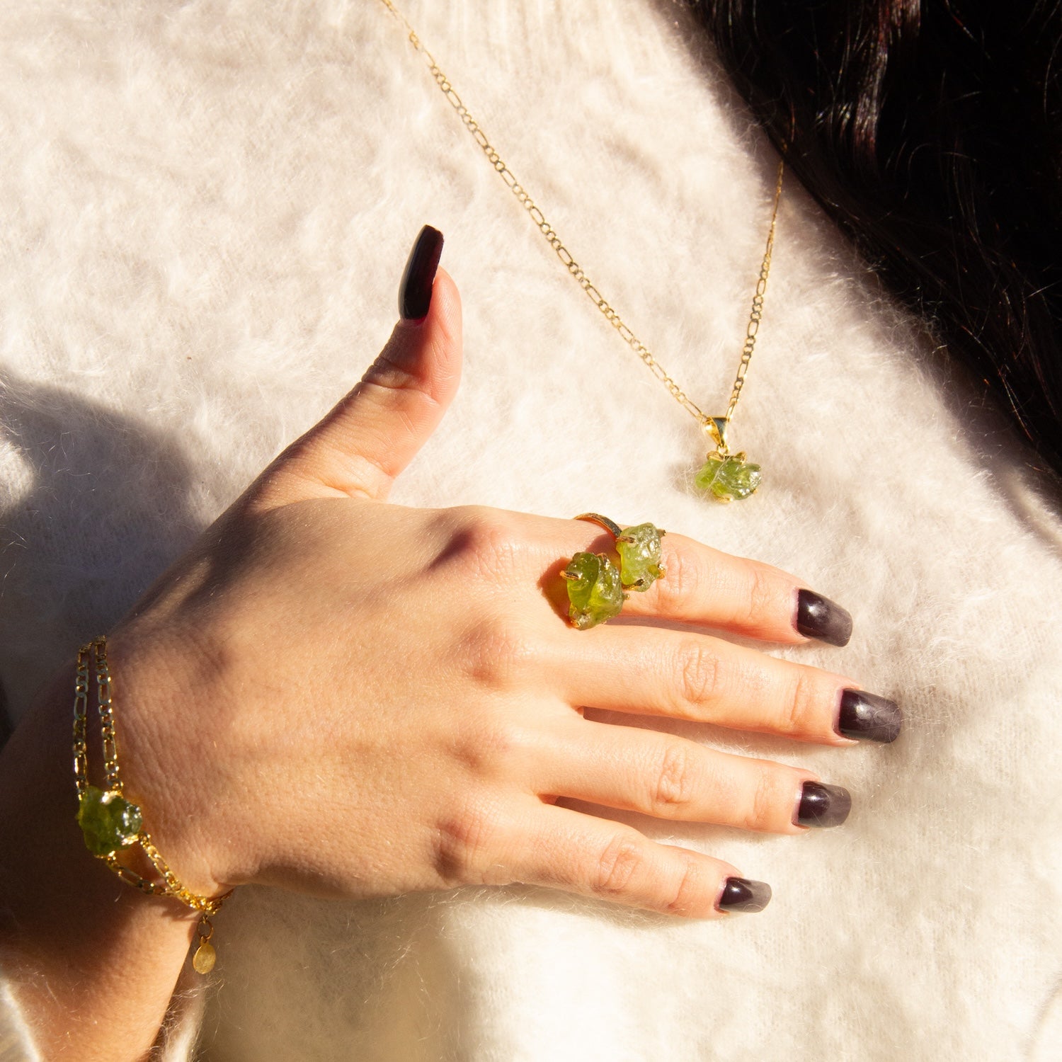 Elemental Birth Natural Peridot Pendent Adjustable Necklace