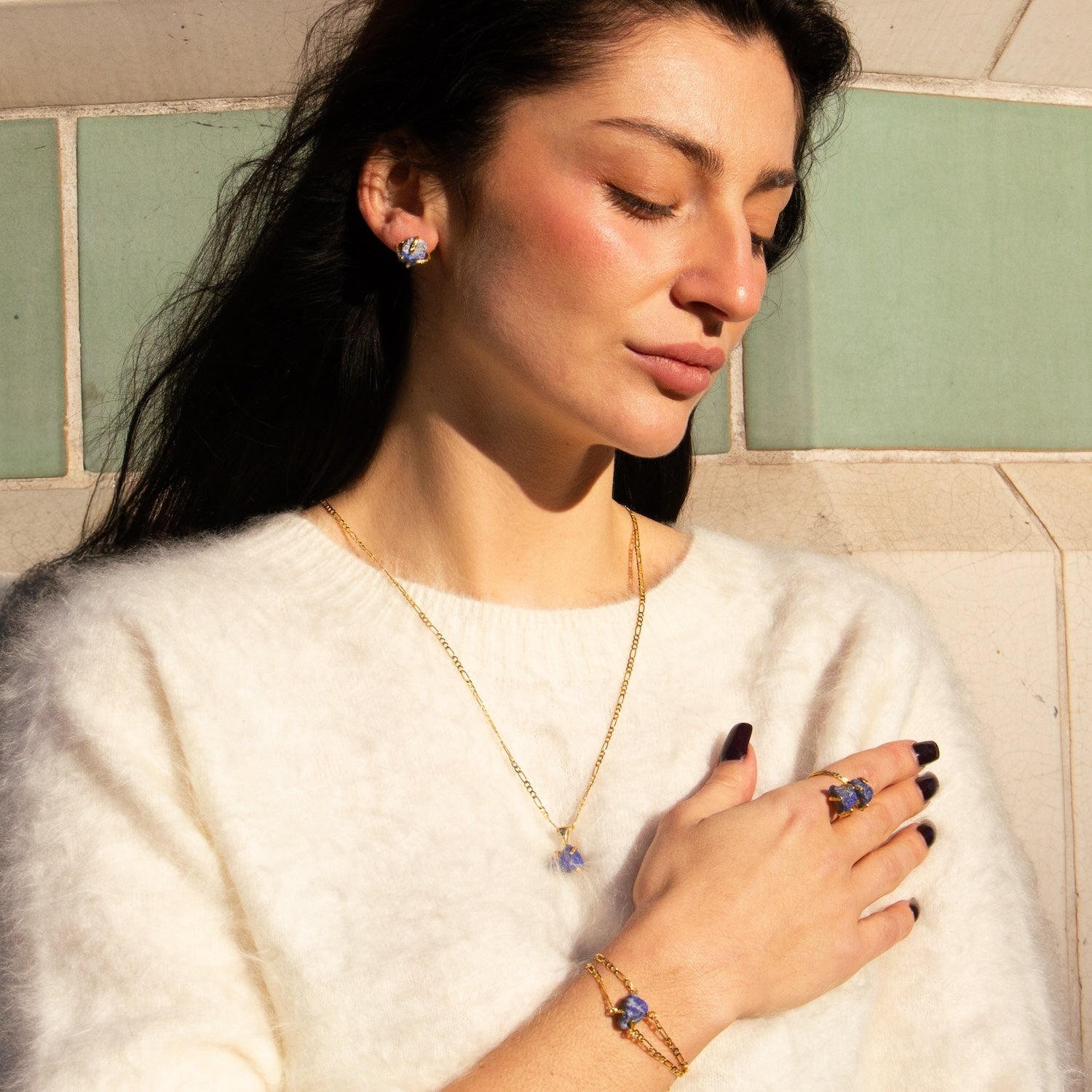 Elemental Birth Natural Sapphire Pendent Adjustable Necklace