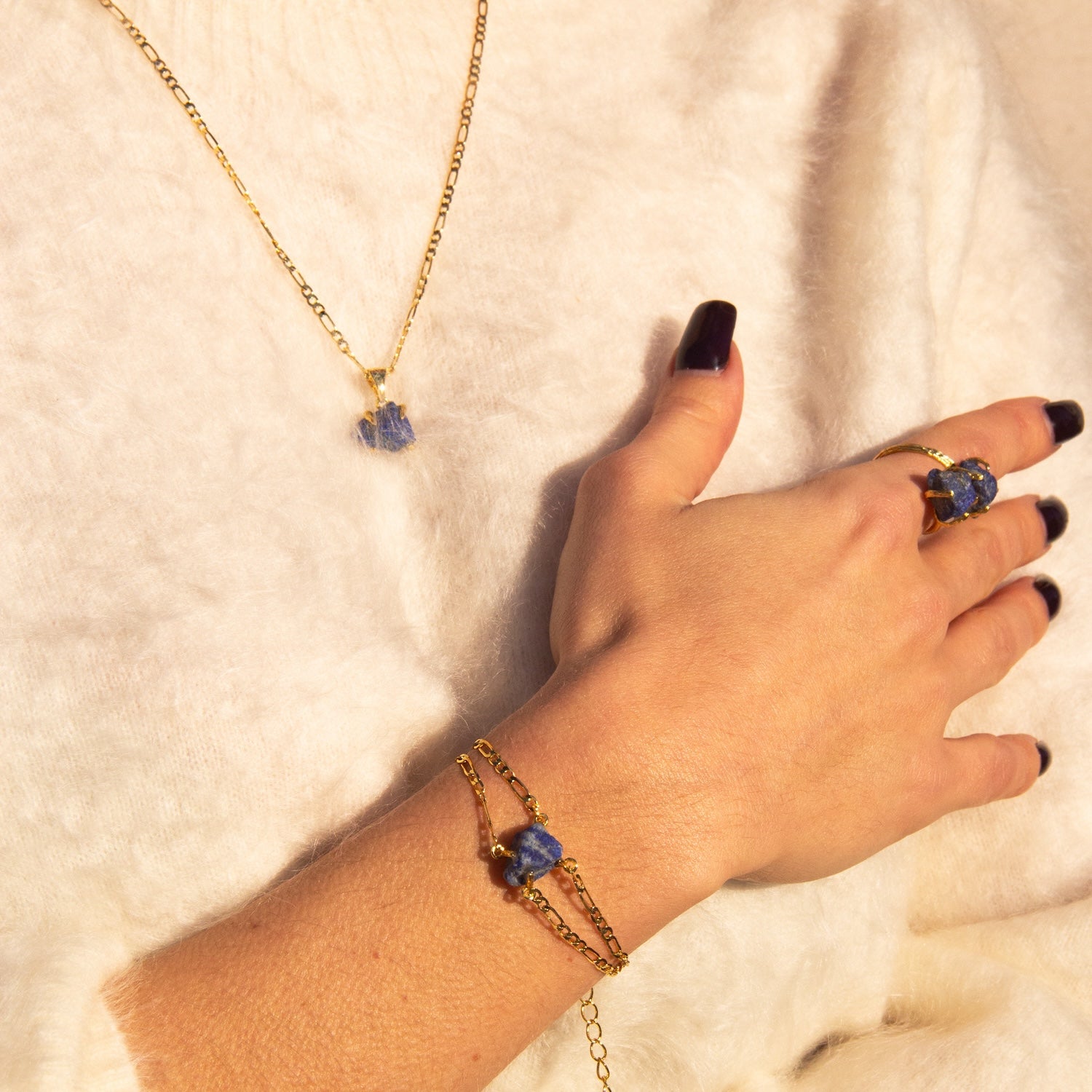 Elemental Birth Natural Sapphire Pendent Adjustable Necklace