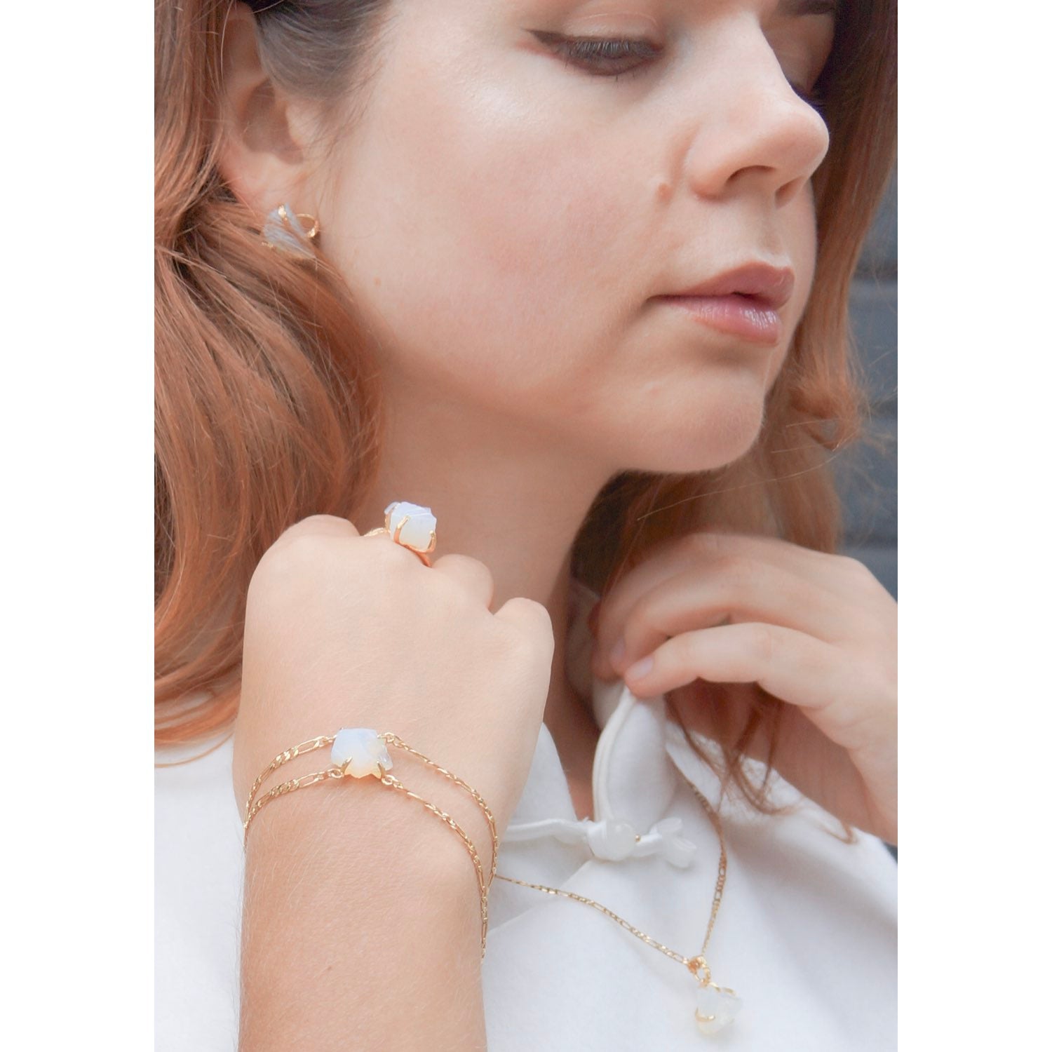 Elemental Birth Natural Pink Opal Adjustable Bracelet