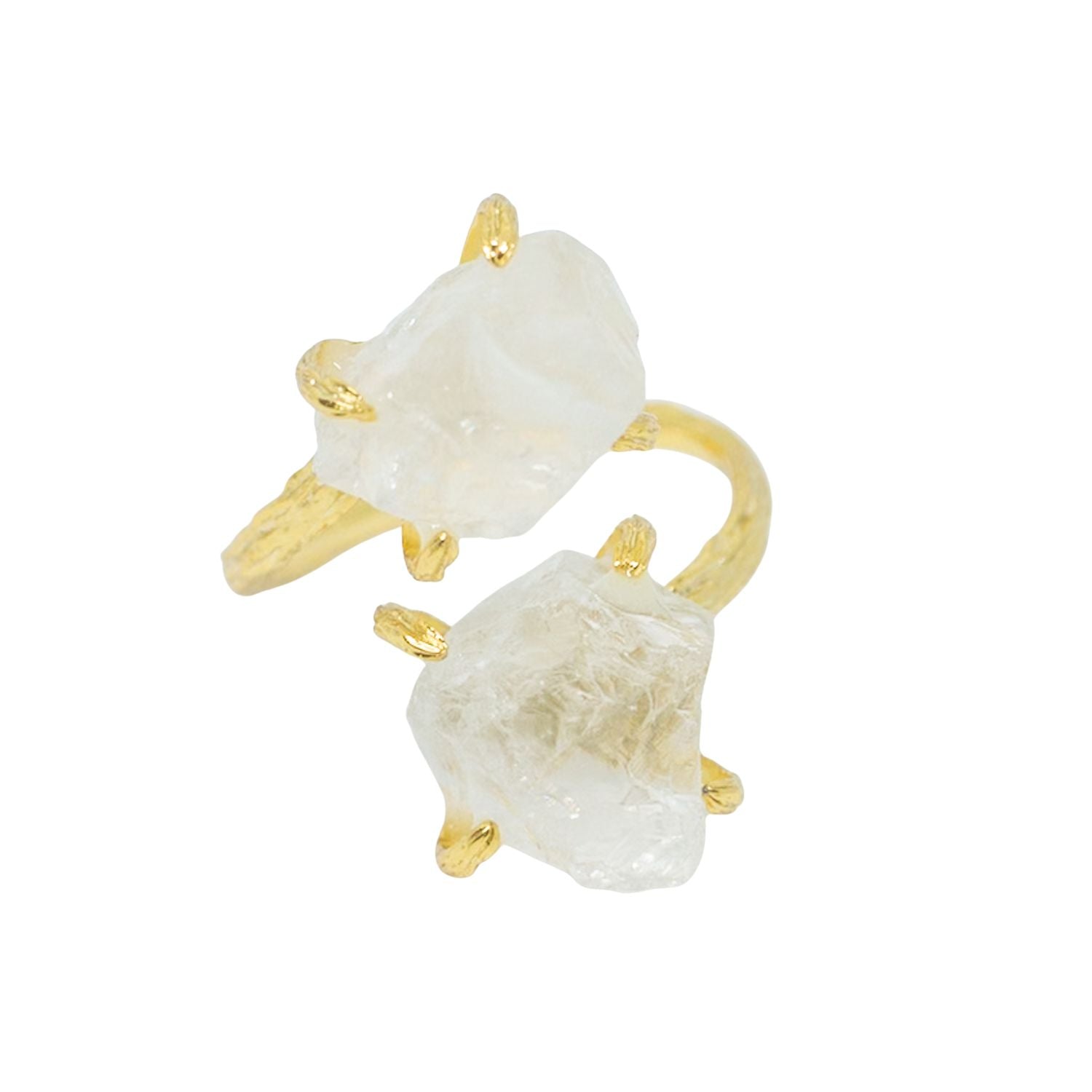 Elemental Birth Natural White Crystal Adjustable Ring