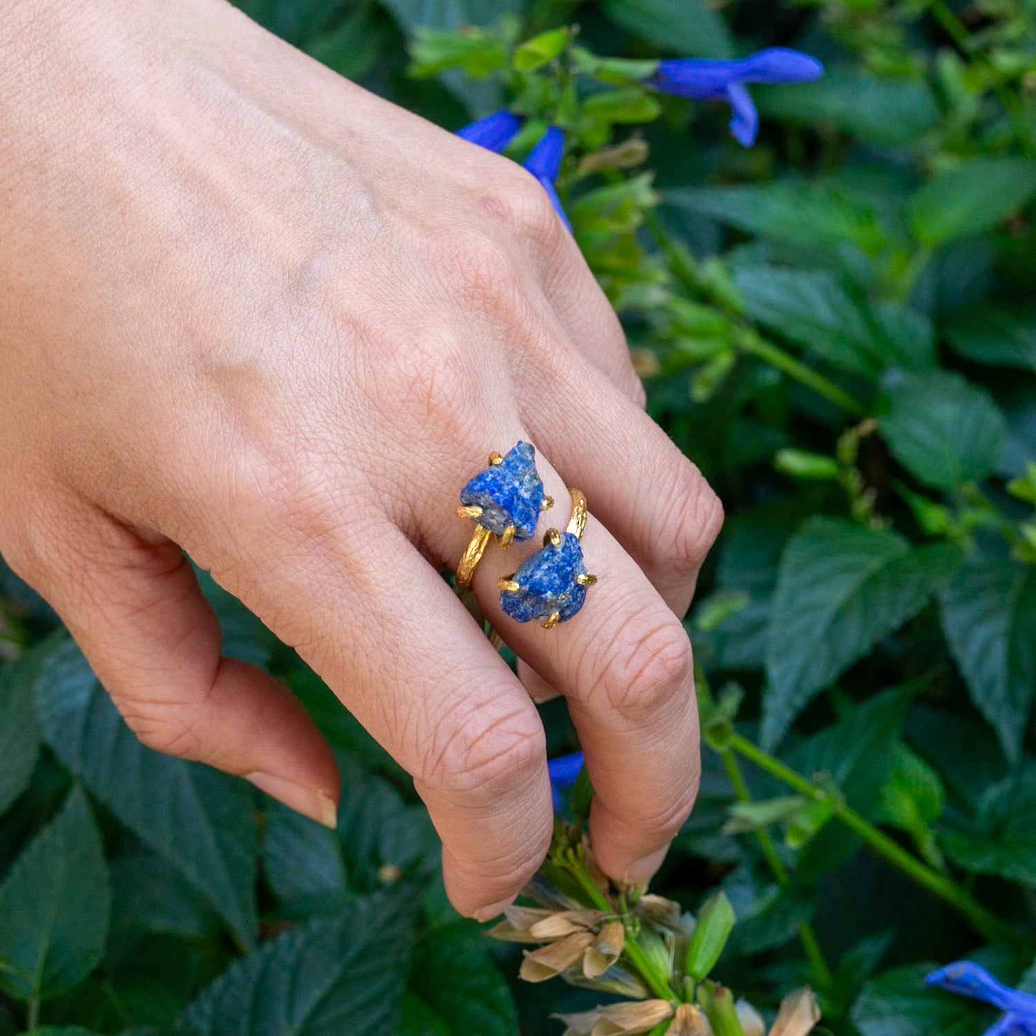 Elemental Birth Natural Sapphire Adjustable Ring for Gifting