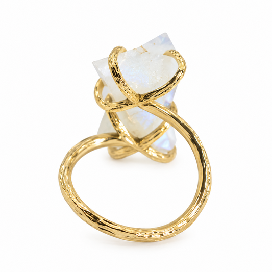 Elemental Birth Natural White Opal Adjustable Ring