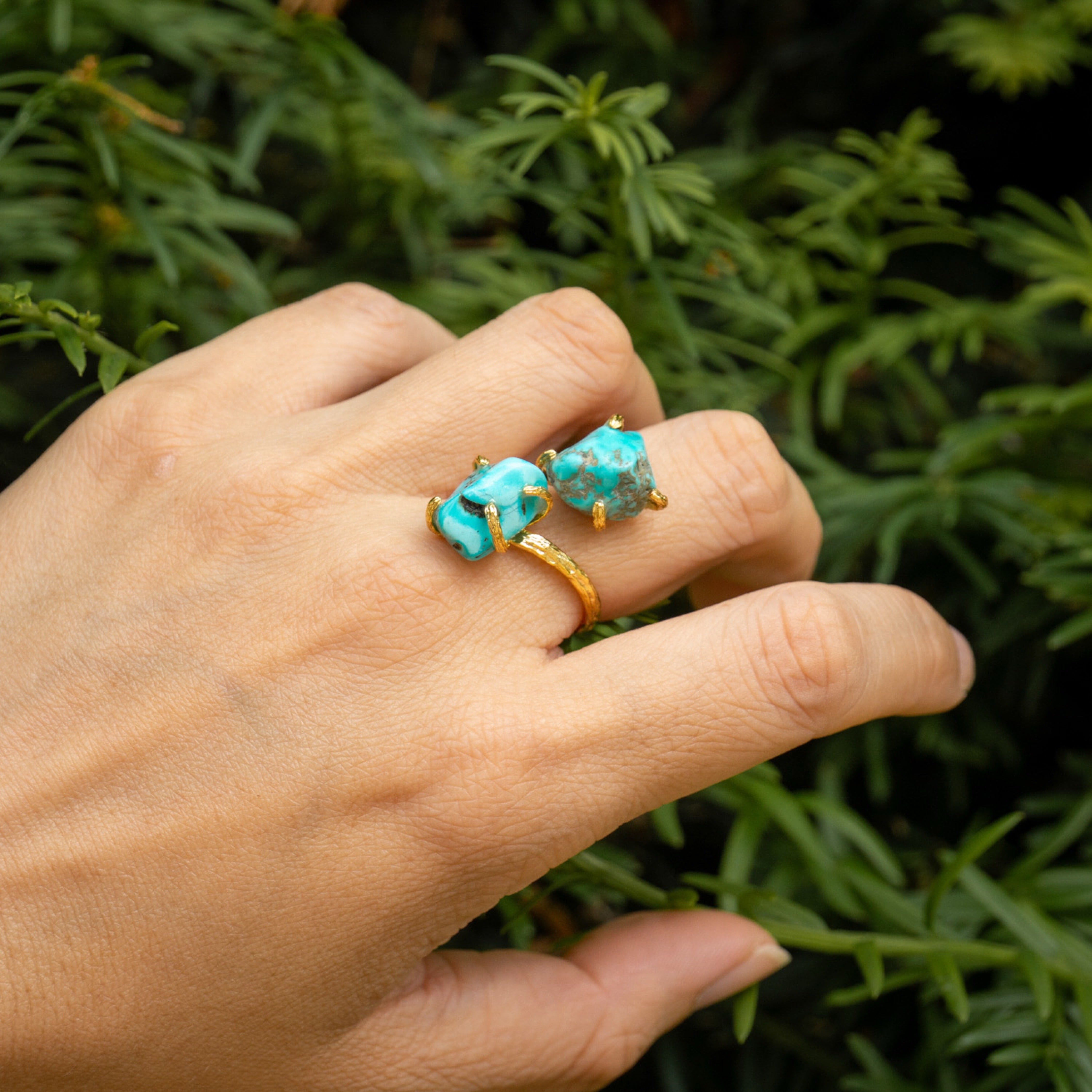 Elemental Birth Natural Turquoise Adjustable Ring