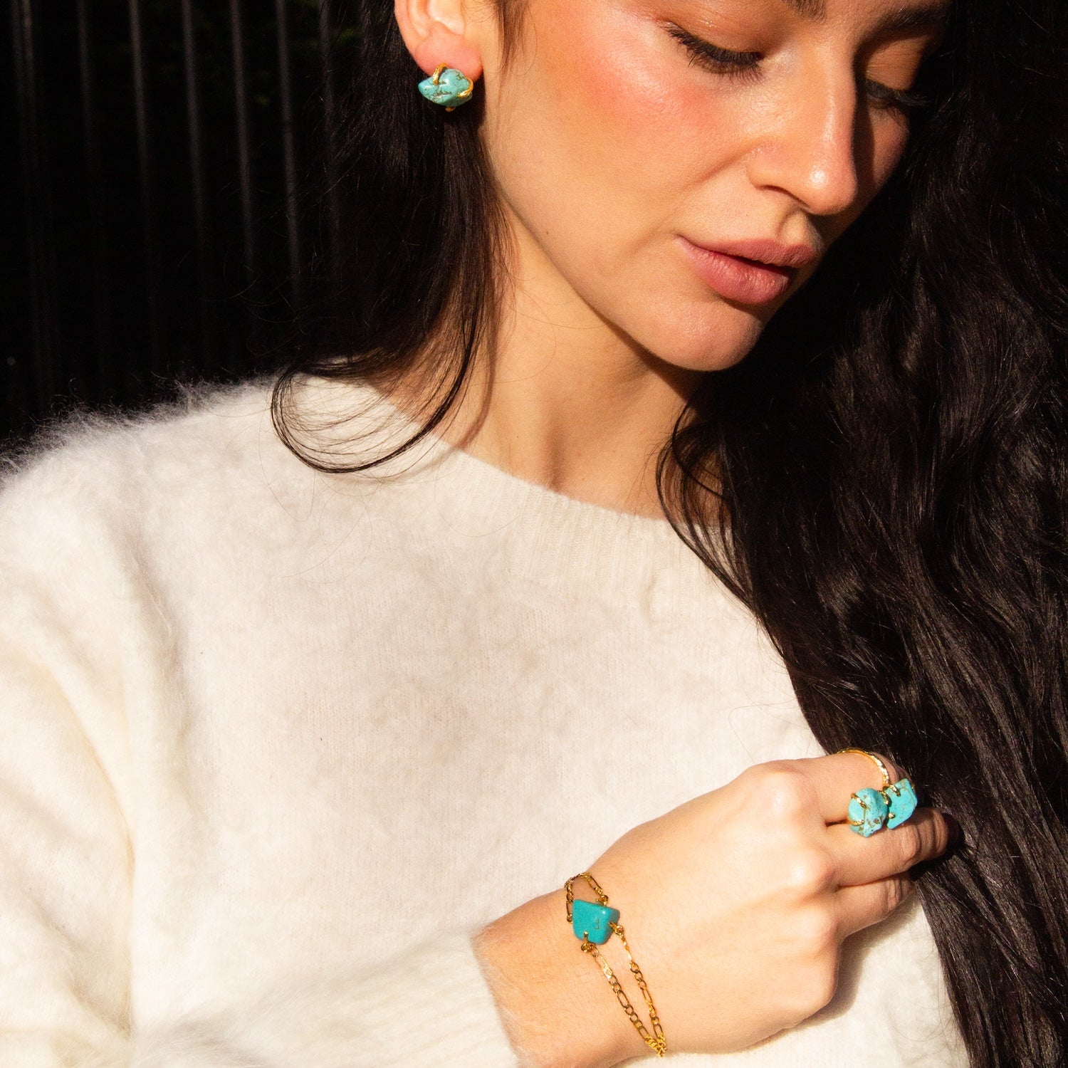 Elemental Birth Natural Turquoise Stud Earrings