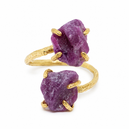 Elemental Birthsone Natural Ruby Adjustable Ring by WJY studio