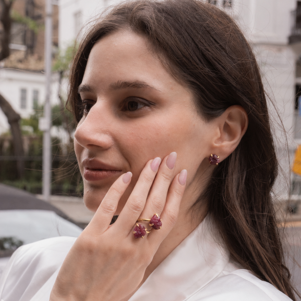 Elemental Birthstone Natural Ruby Adjustable Ring