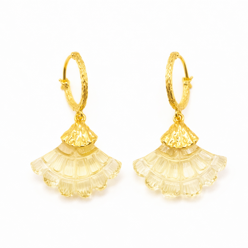 Bloom Flower Handcrafted Citrine Earrings for Girlfriend Gift