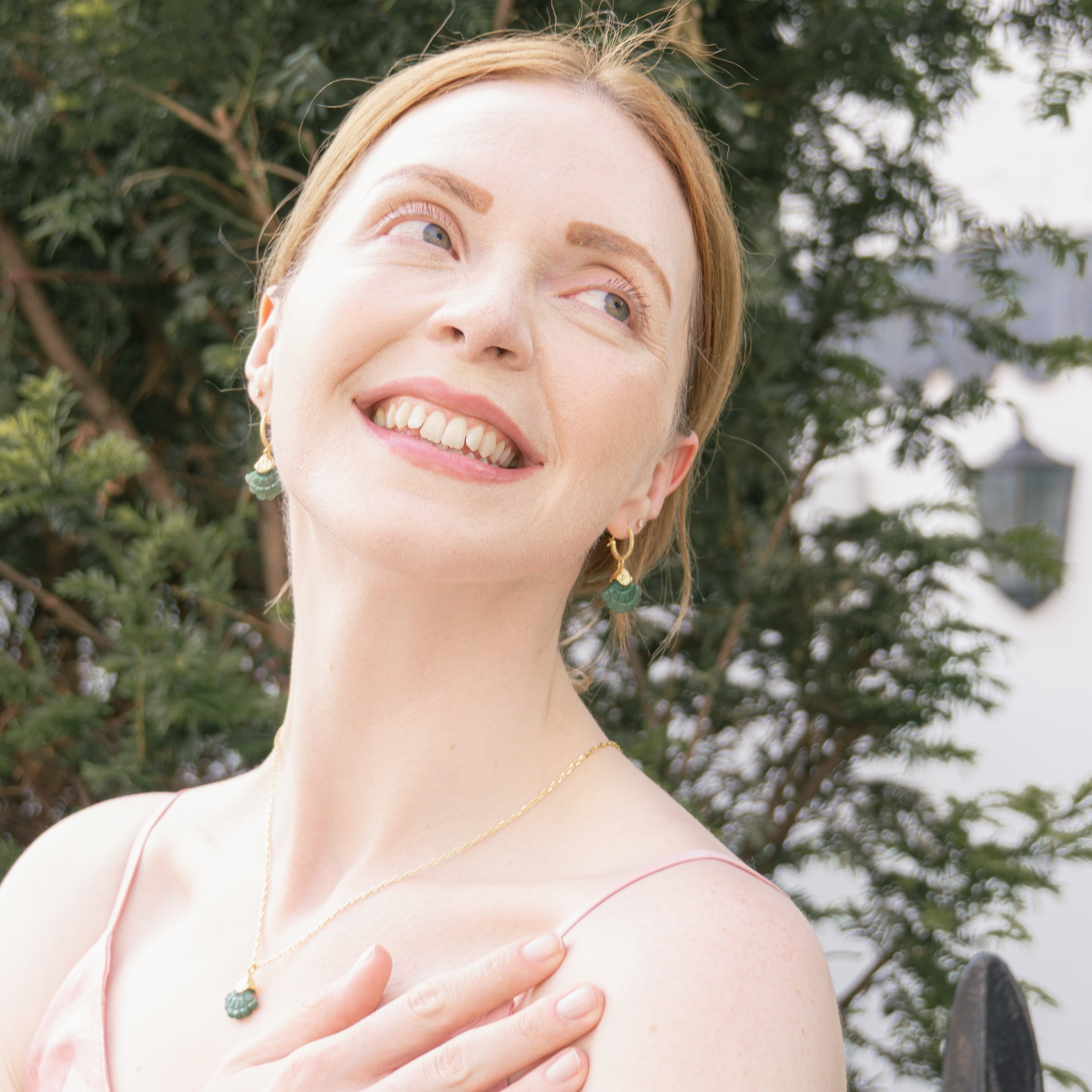 Bloom Flower Handcrafted Green Jade Necklace for Girlfriend Gift