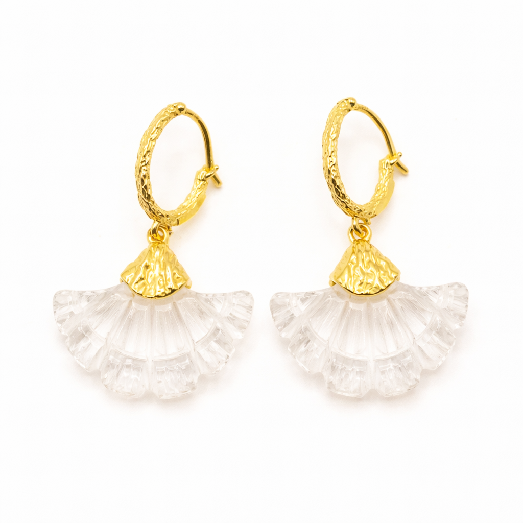 Bloom Flower Handcrafted White Crystal Earrings for Girlfriend Gift