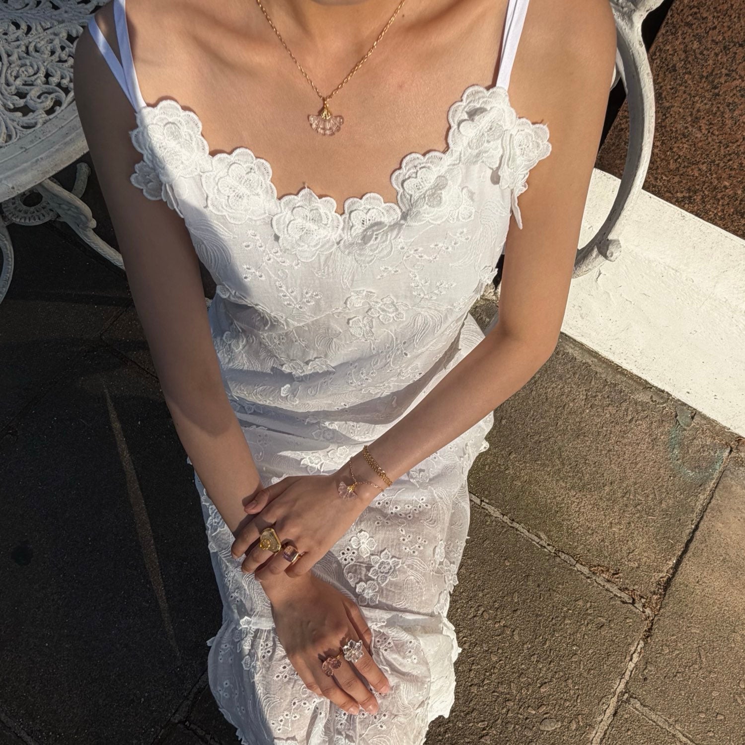 Bloom Flower Handcrafted White Crystal Necklace for Girlfriend Gift