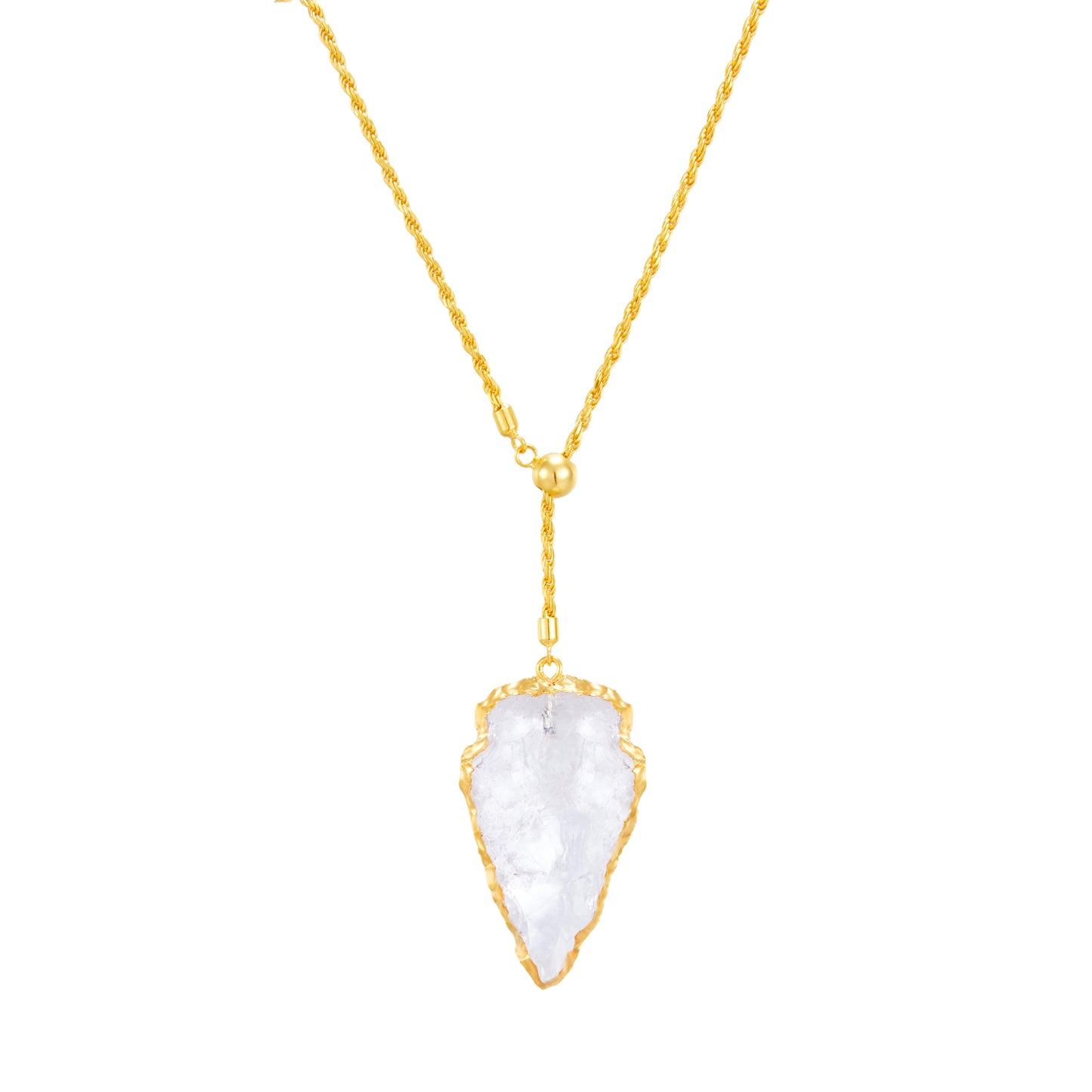 Natural White Crystal 18K Gold Plated Necklace Small