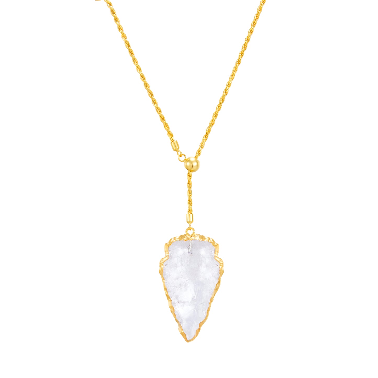 Natural White Crystal 18K Gold Plated Necklace (S)