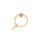 Pink Opal Birthstones Love Heart Zipper Gold Ring