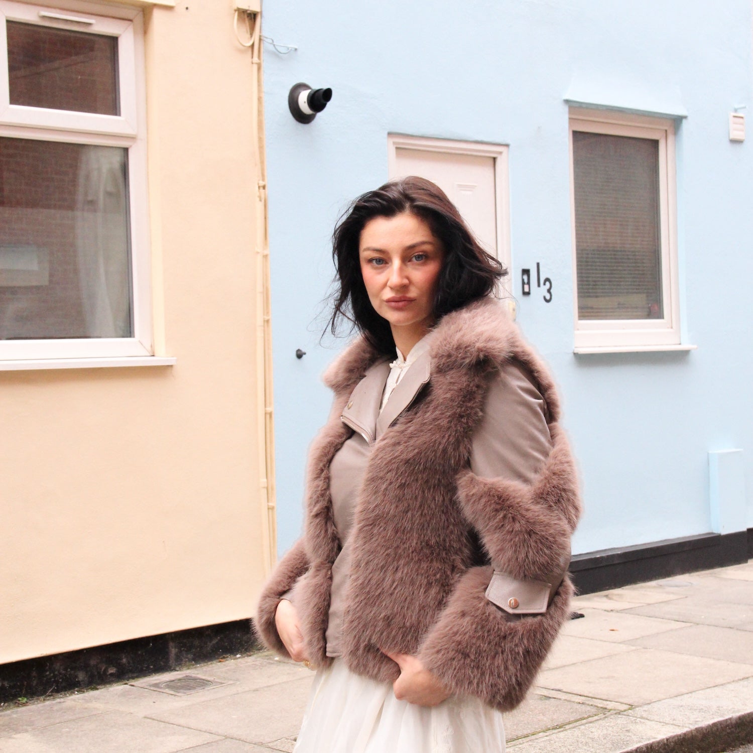 Galaxy Brown Jacket Eco Friendly Fur Coat Leather Zipper