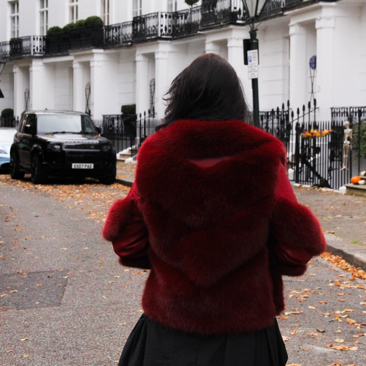 Eco-friendly Red Jacket Coat Faux Fur Leather  Zipper