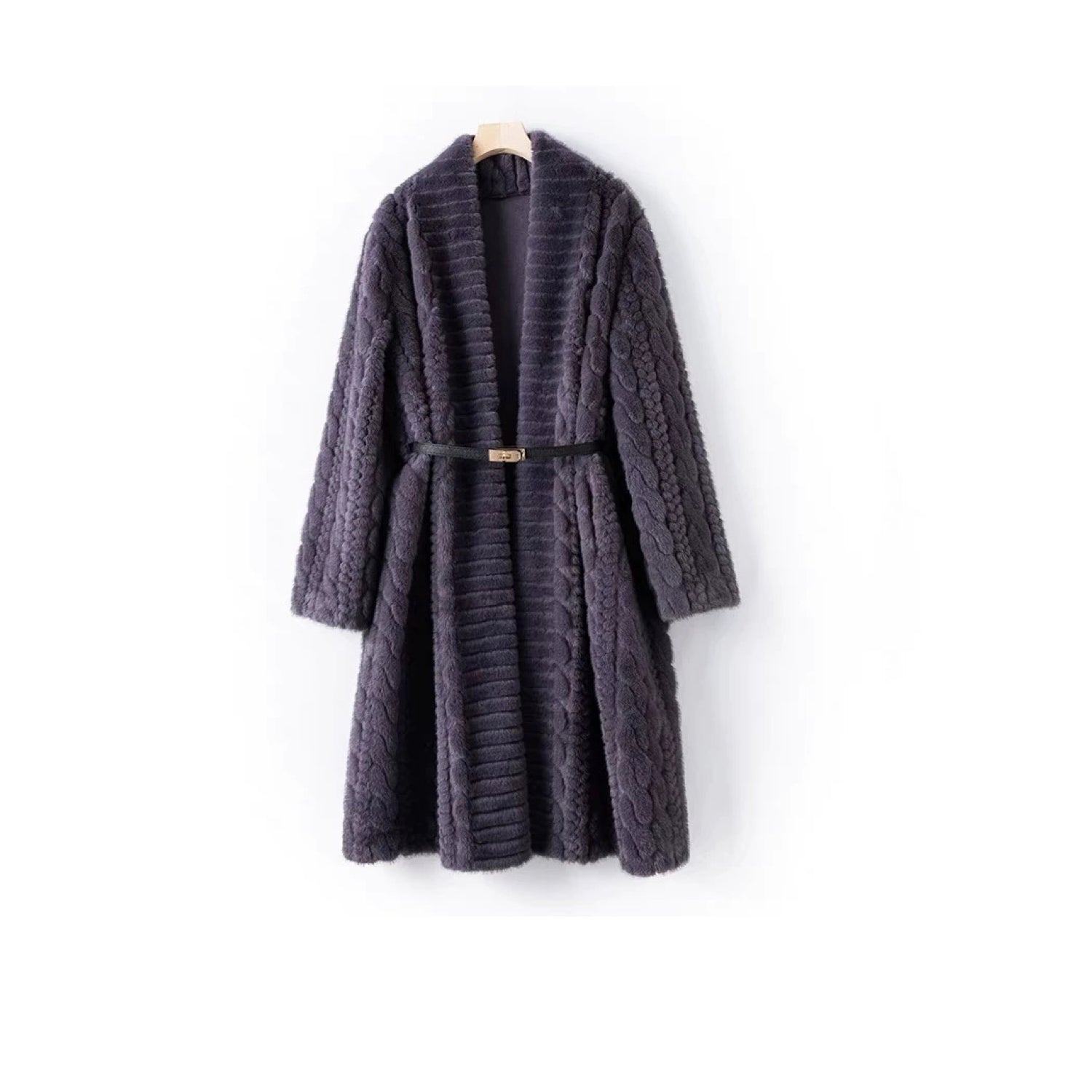 Galaxy Super Soft Coat Jacket  Eco-friendly Fur with Belt Purple