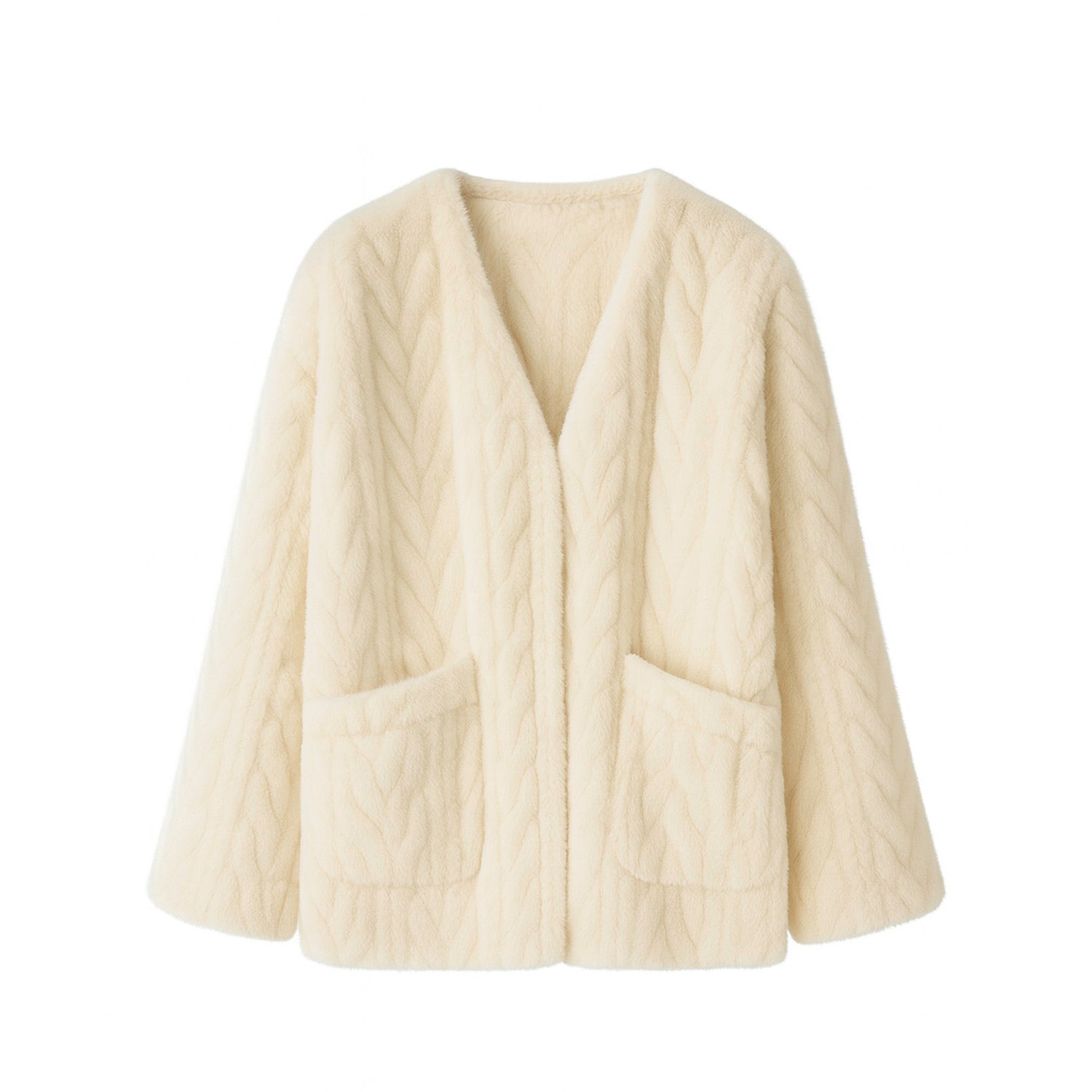 Galaxy Super Soft Fur Coat Jacket  Eco-friendly Fur  White Cream