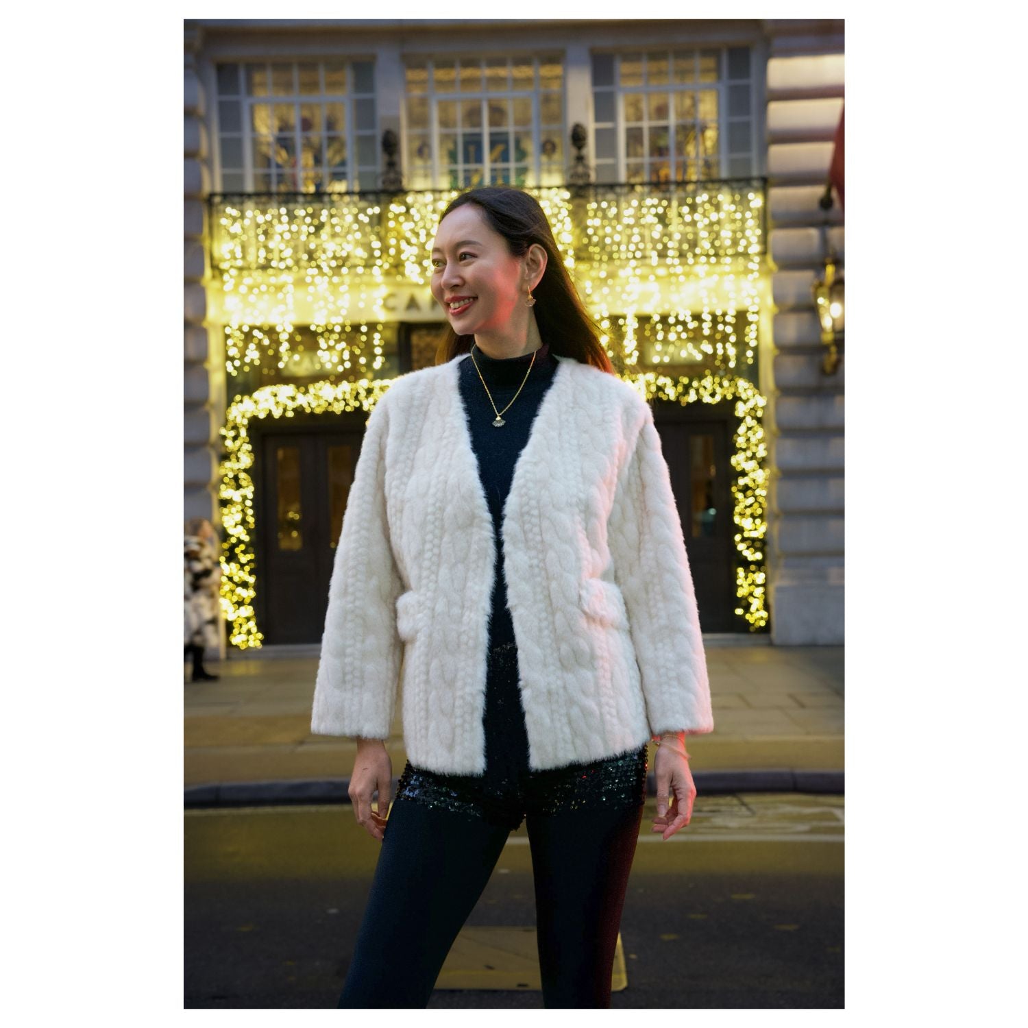 Galaxy Super Soft Fur Coat Jacket  Eco-friendly Fur  White Cream