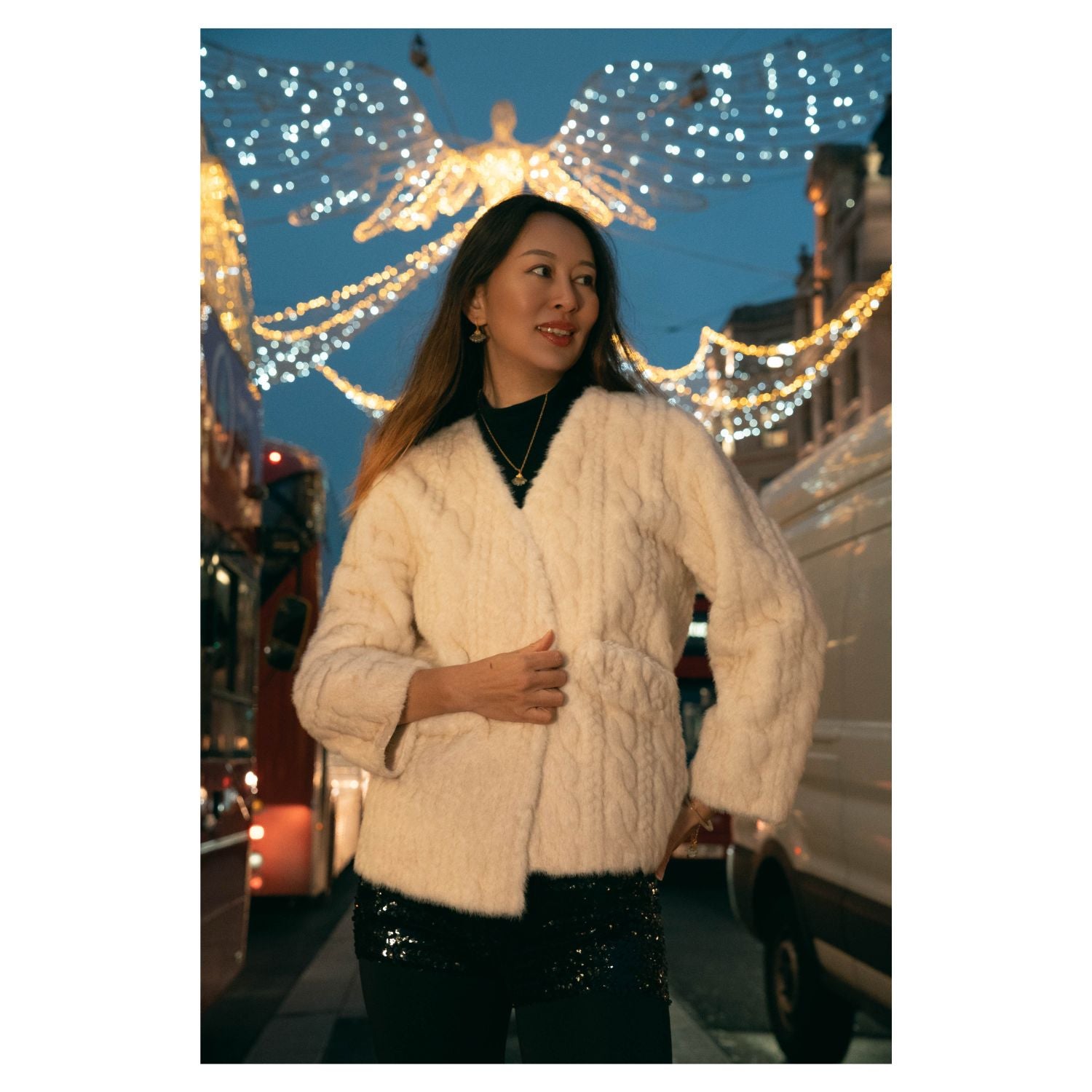 Galaxy Super Soft Fur Coat Jacket  Eco-friendly Fur  White Cream