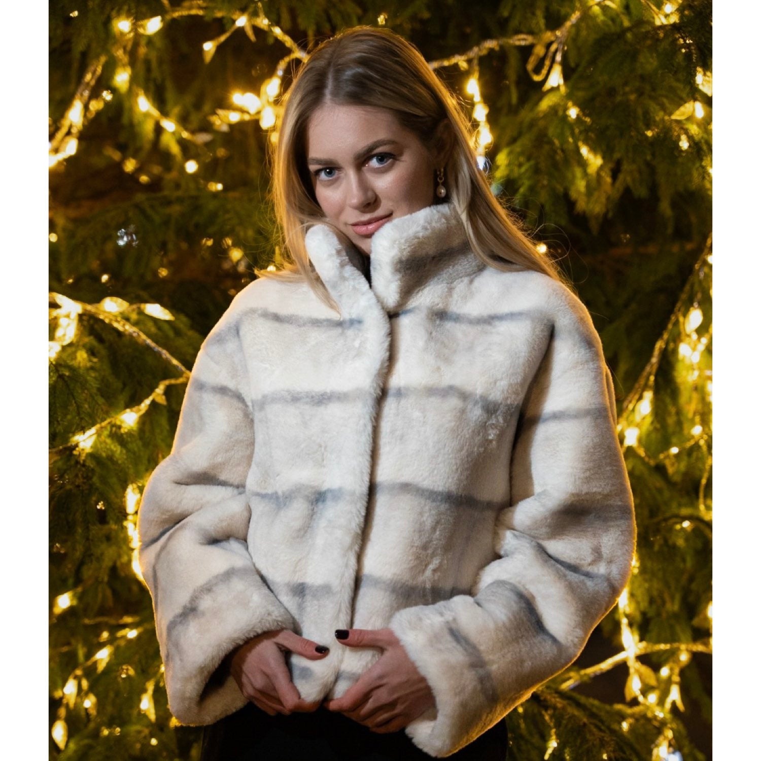 Galaxy Sable Fur White Grey Super Soft Jacket