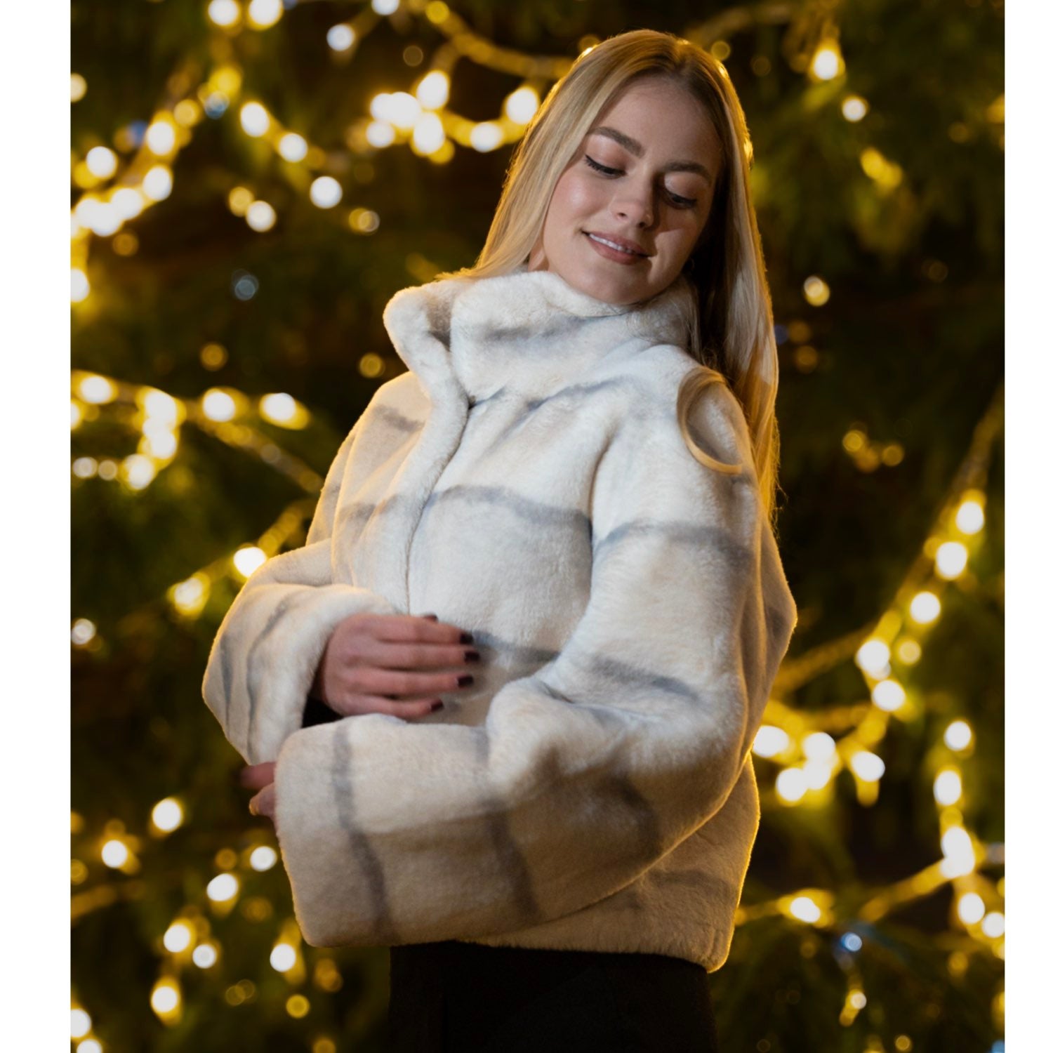 Galaxy Sable Fur White Grey Super Soft Jacket