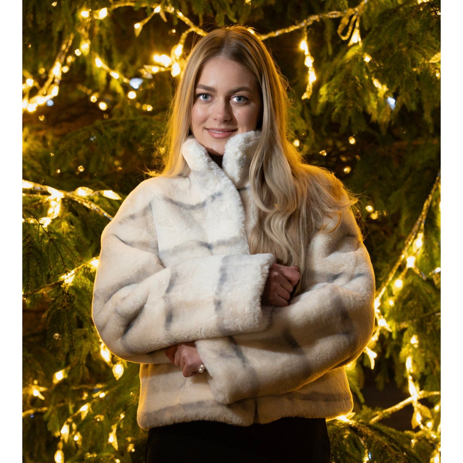 Galaxy Sable Fur White Grey Super Soft Jacket