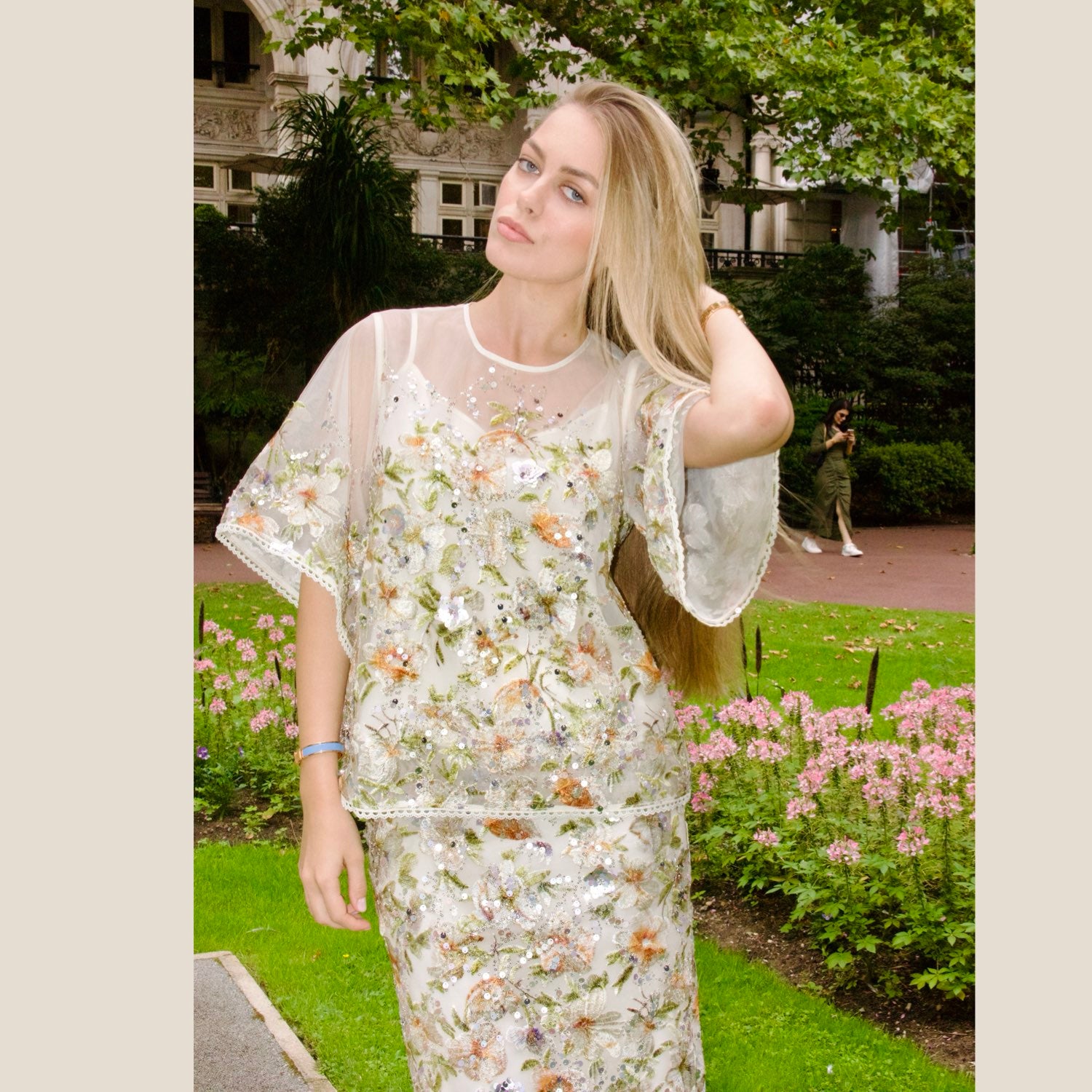 Embroidered Floral Spring Summer Co Ord Set