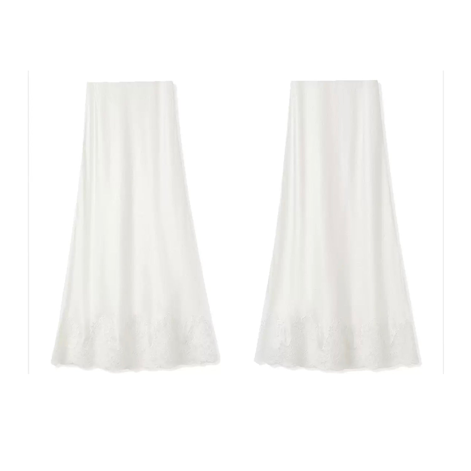 Embroidery Lace Luxury Fabric Midi Skirt