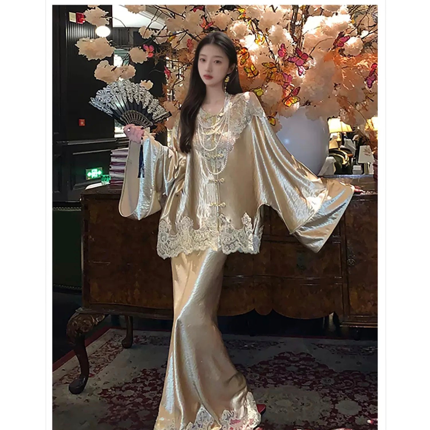 Embroidery Lace Luxury Fabric Top Shirt Suit Oversize