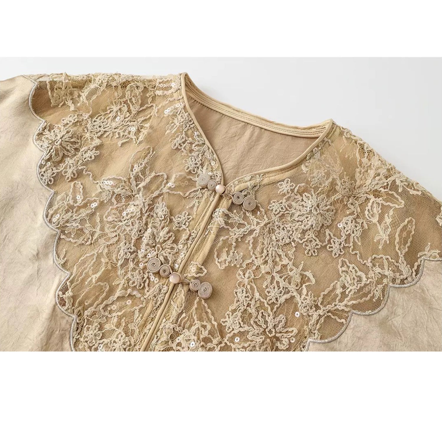 Embroidery Lace Luxury Fabric Top Shirt Suit Oversize