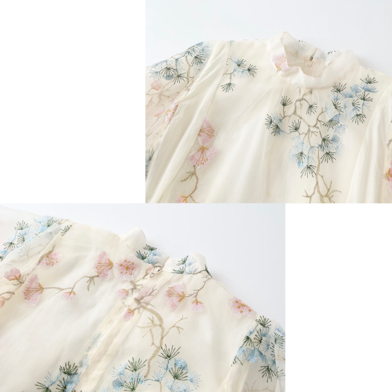 Embroidered White Flour Long Dress Stitching All Seasons