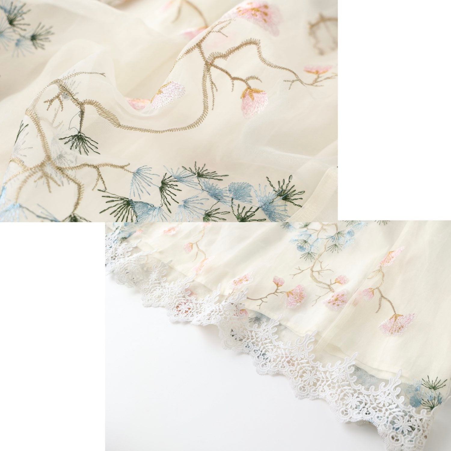 Embroidered White Flour Long Dress Stitching All Seasons