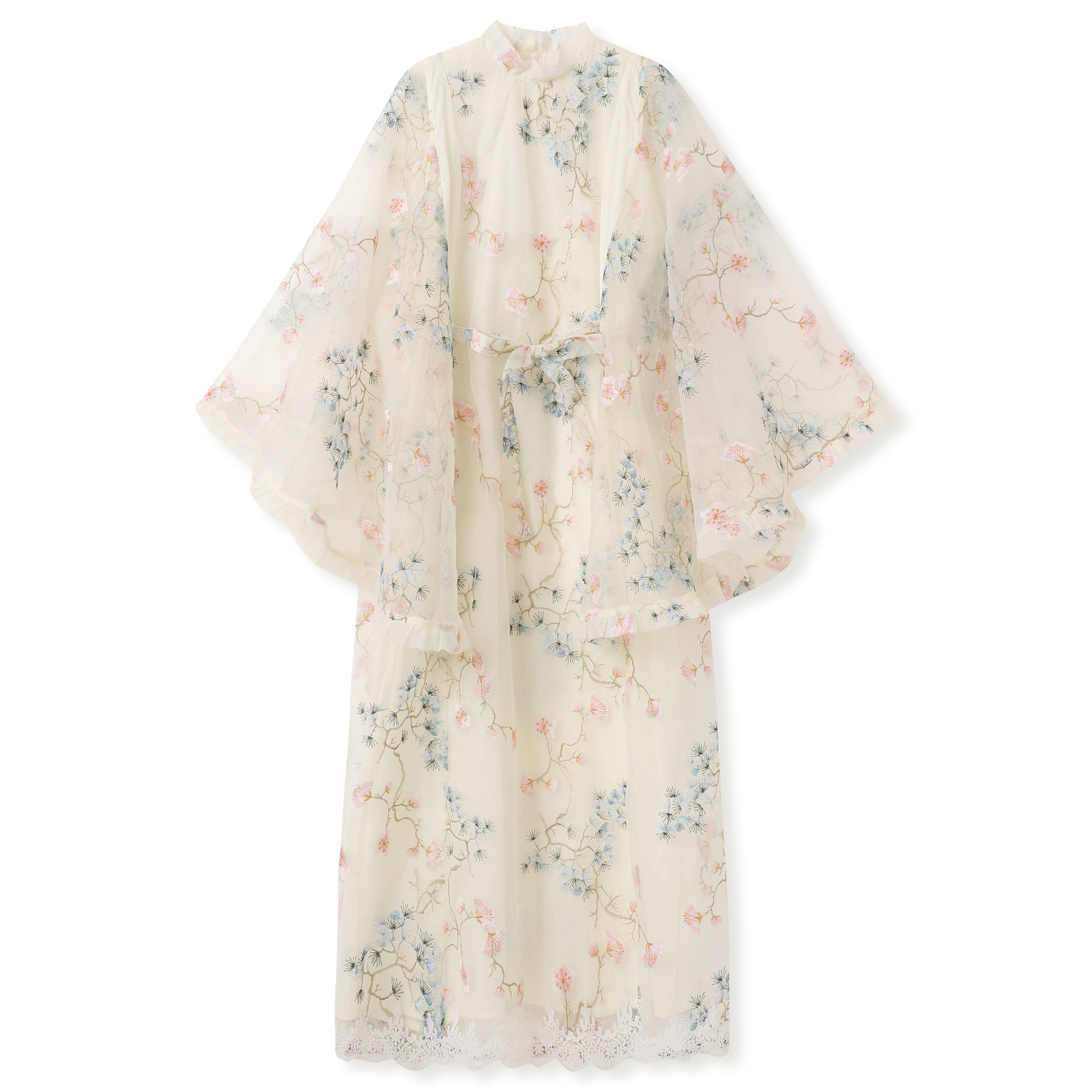 Embroidered White Flour Long Dress Stitching All Seasons