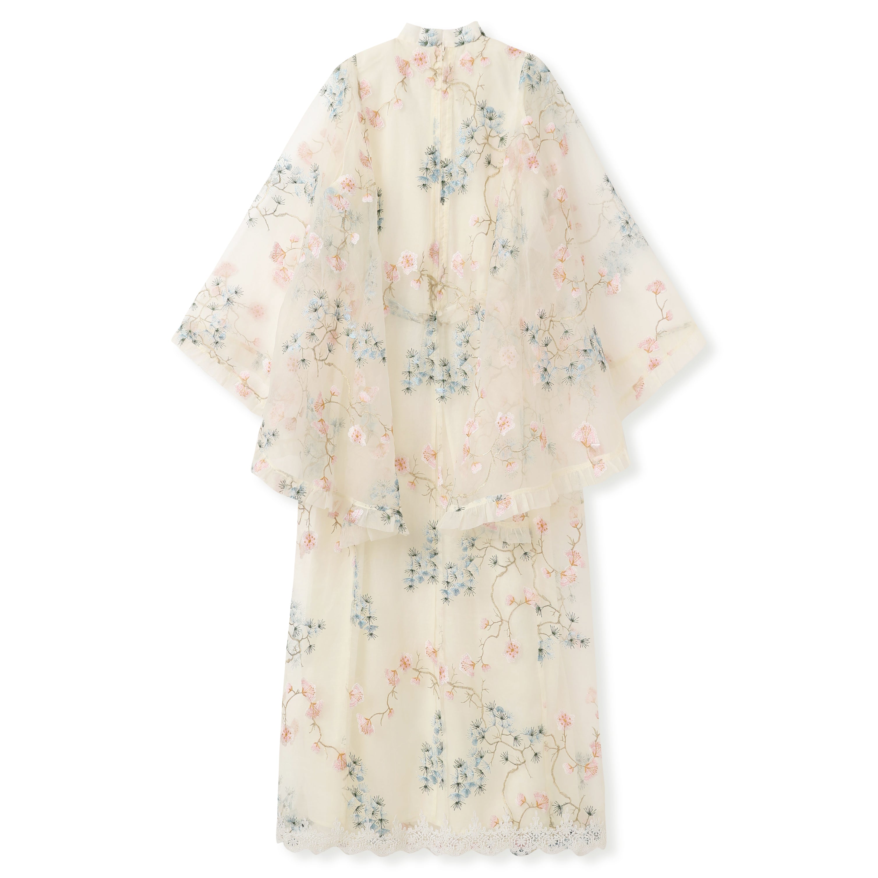 Embroidered White Flour Long Dress Stitching All Seasons