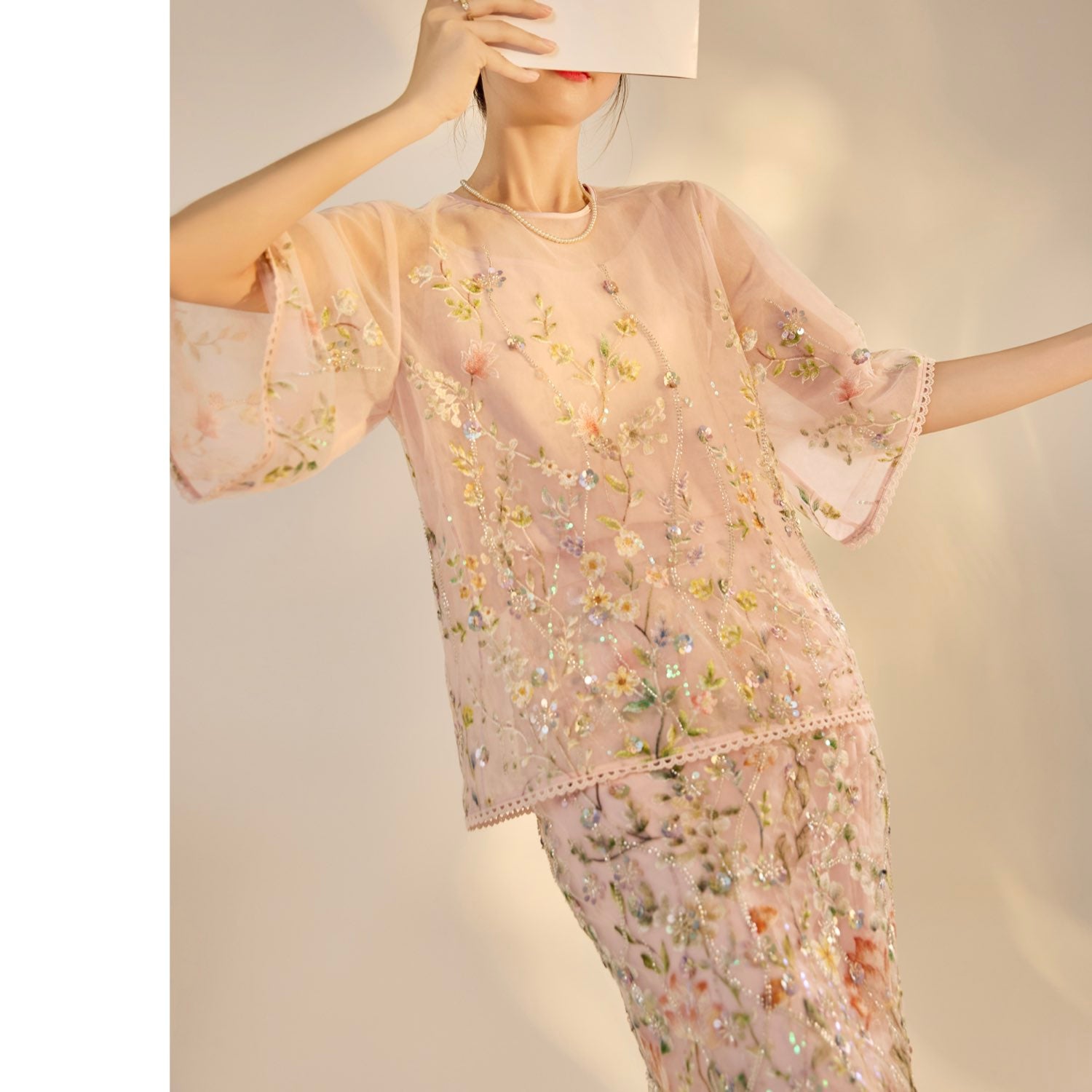 Embroidered 3D Flower Cardigan Dress Top