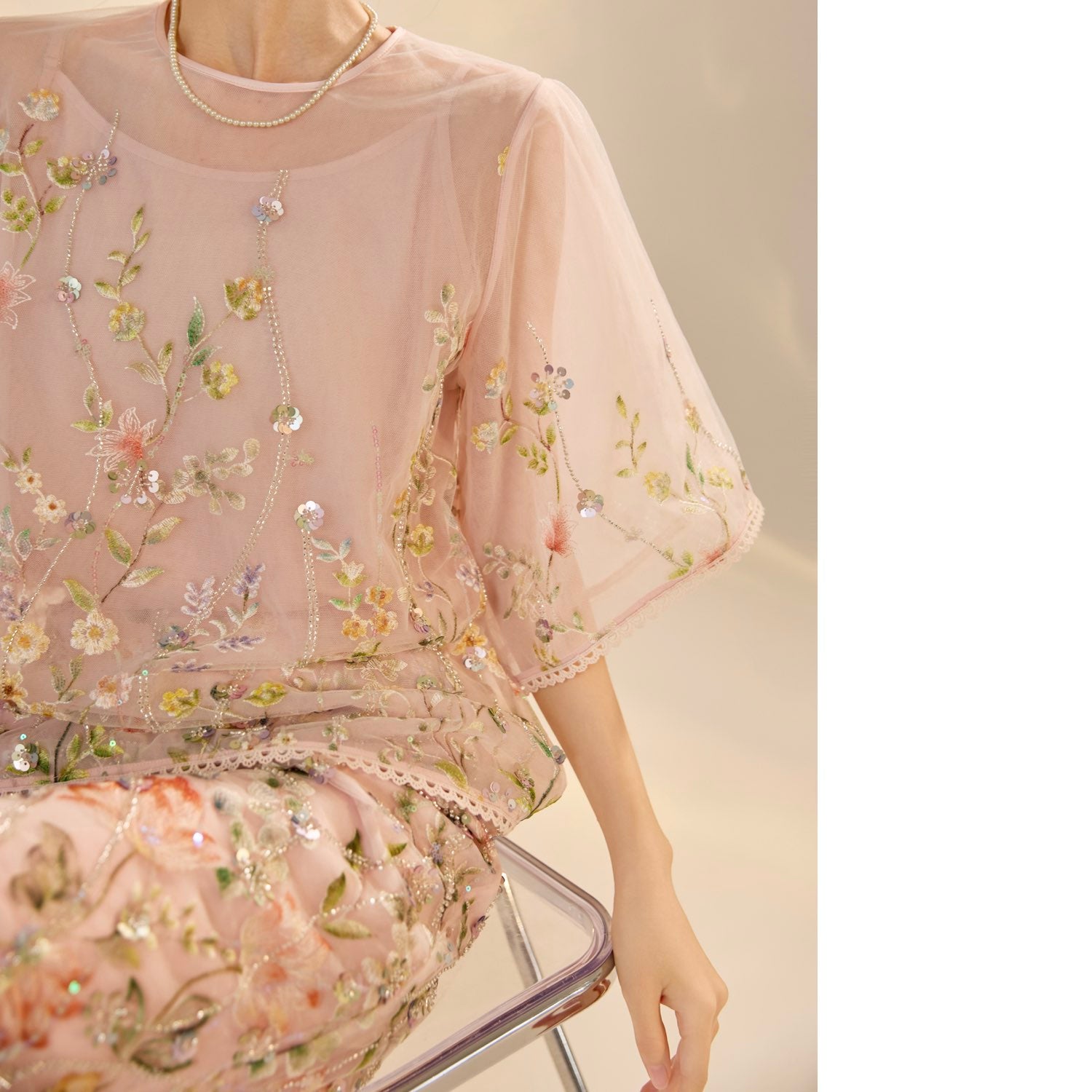 Embroidered 3D Flower Cardigan Dress Top