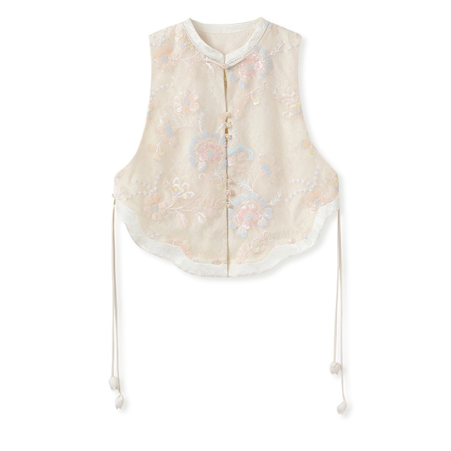 Embroidery White Flower Top Cream Pink Wedding Guest Top