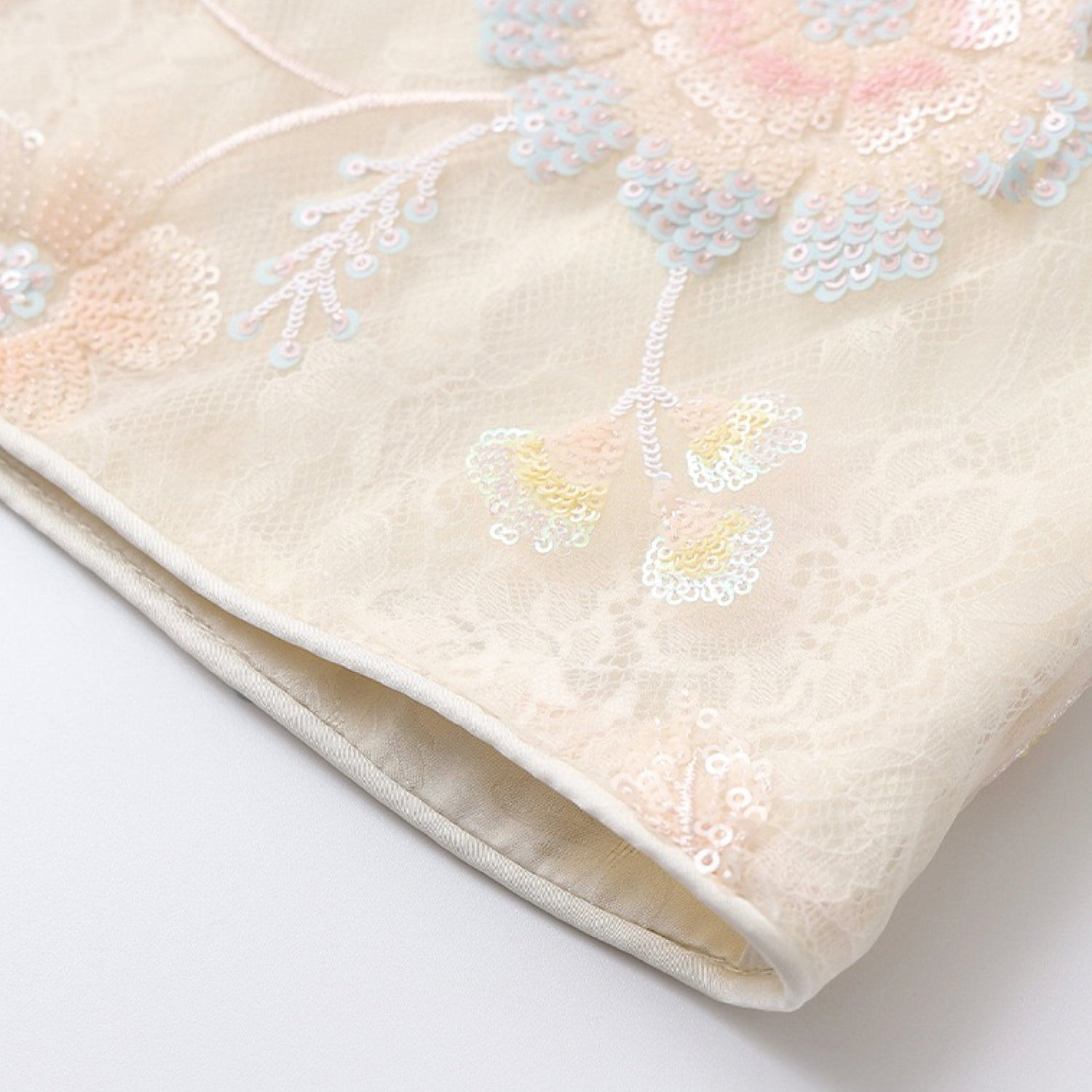 Poetic Embroidery Sheer Floral Embroidered Midi Skirt in Cream