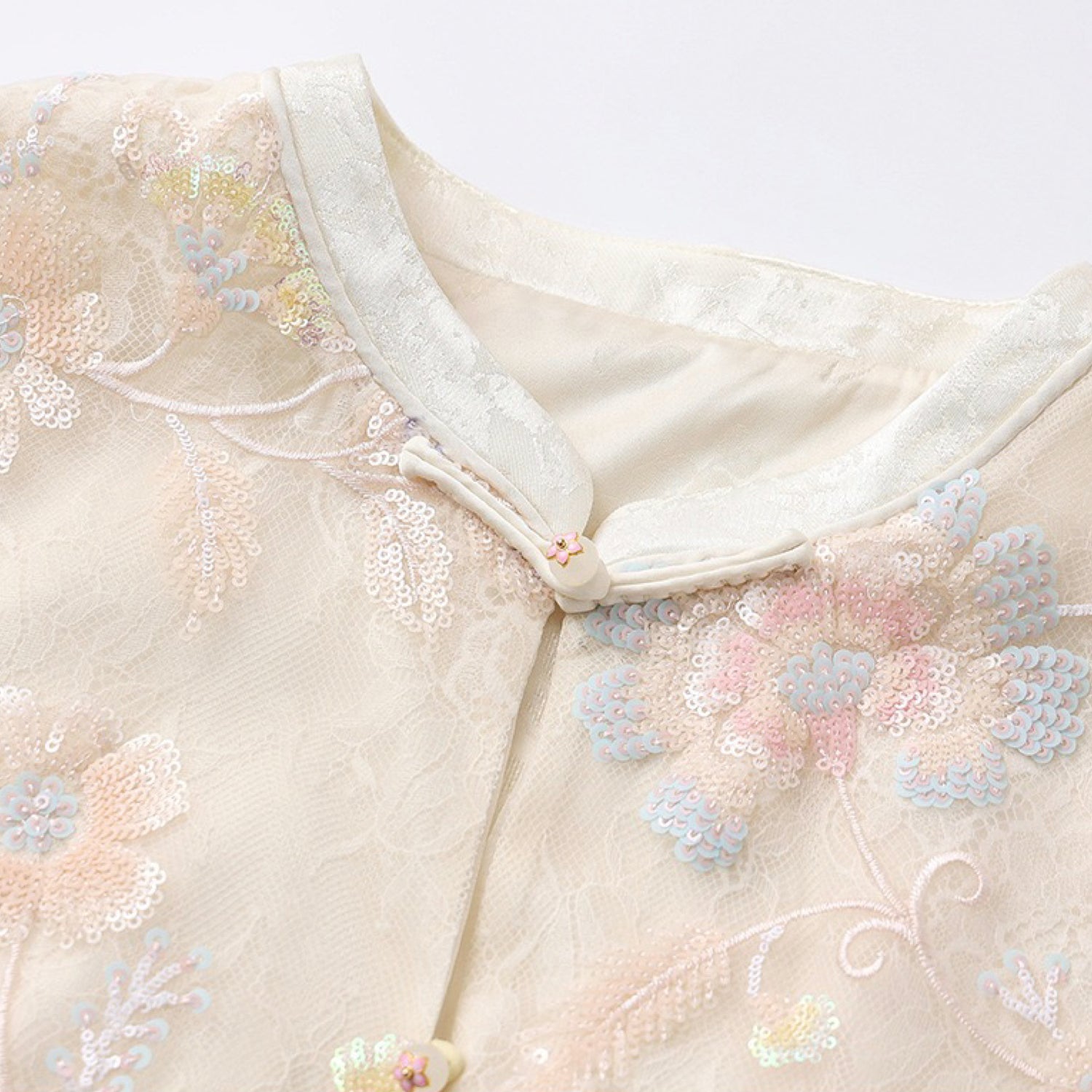 Poetic Embroidery Sheer Floral Side Tie Co ord Set