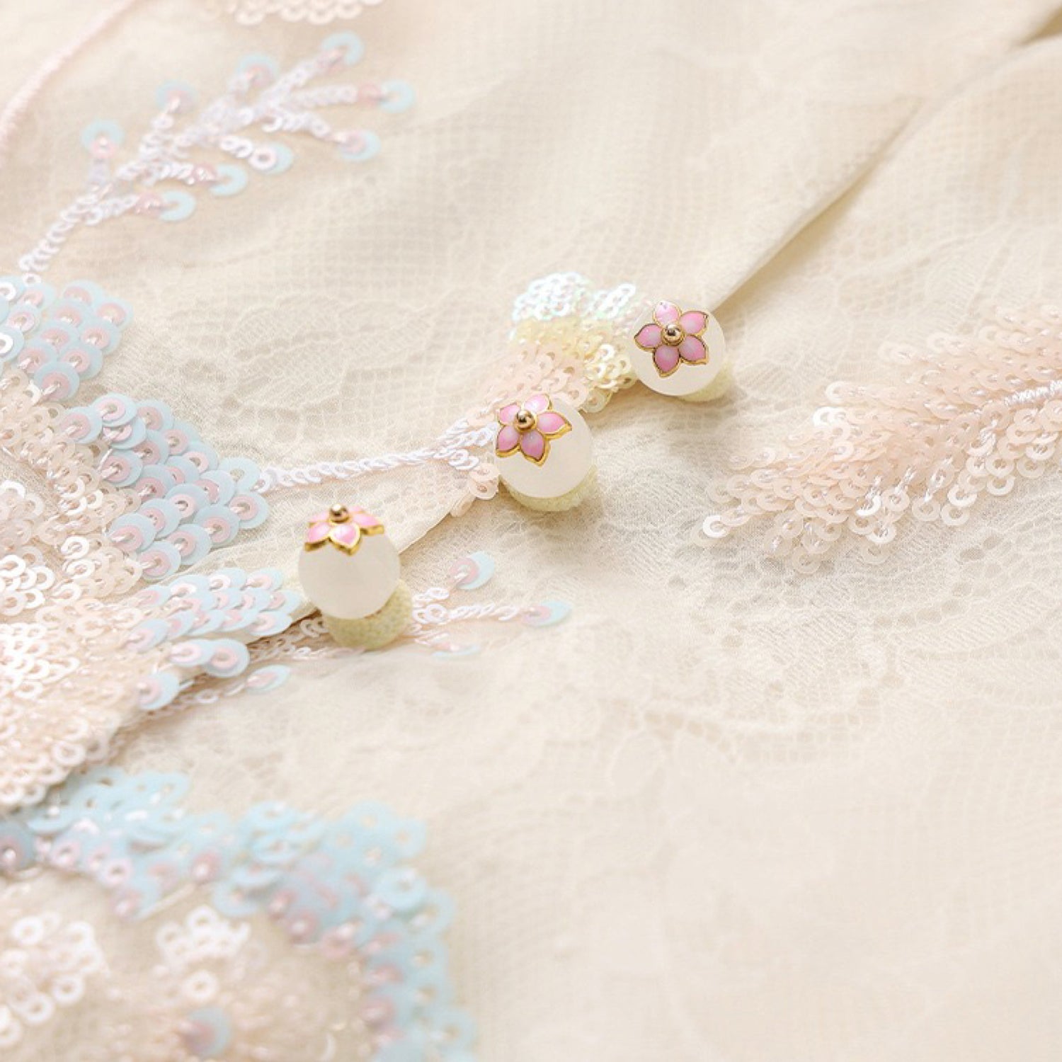 Poetic Embroidery Sheer Floral Side Tie Co ord Set